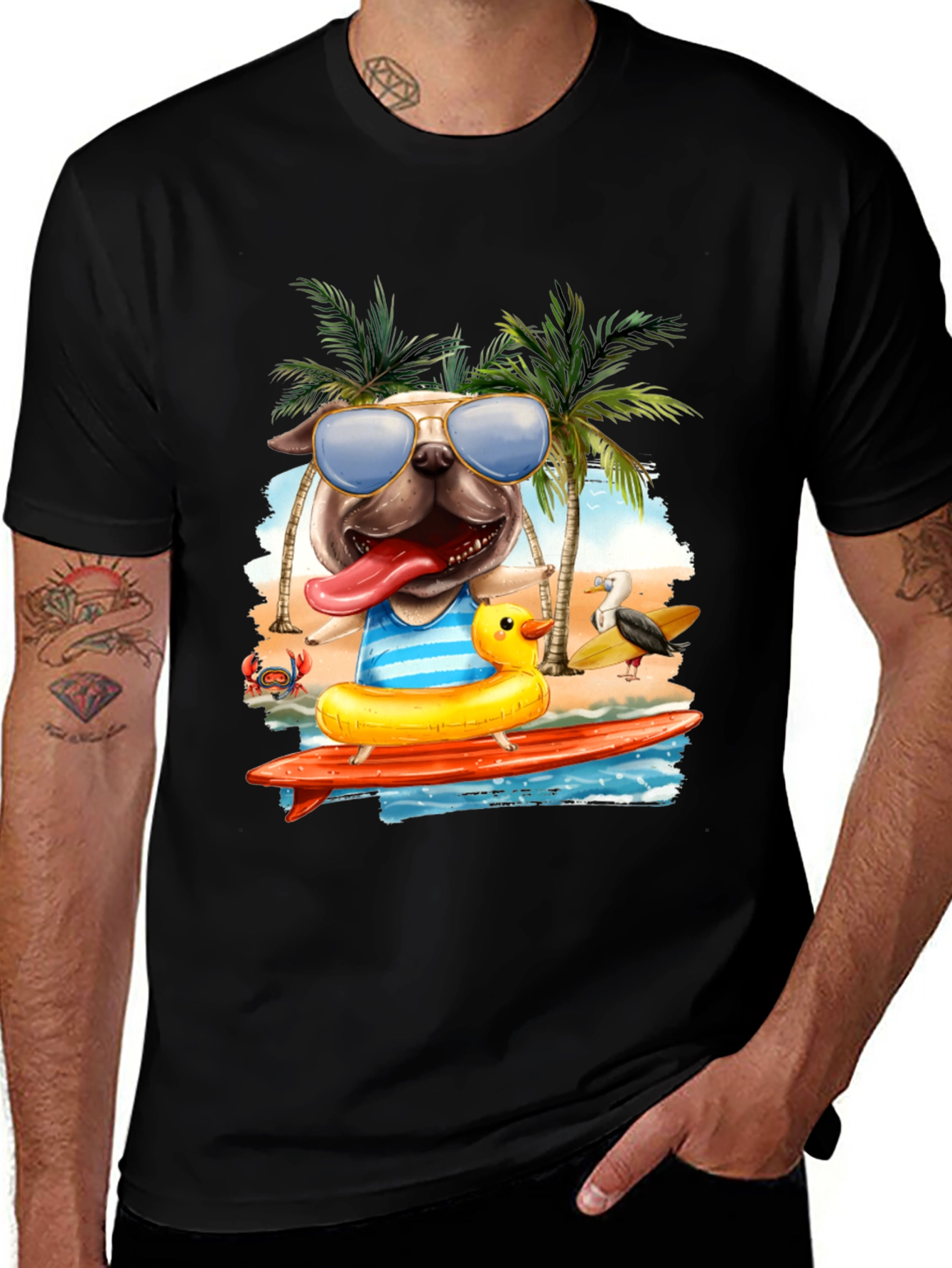 Variant 15 of Dog Surfing T-Shirt - Beach Vibes