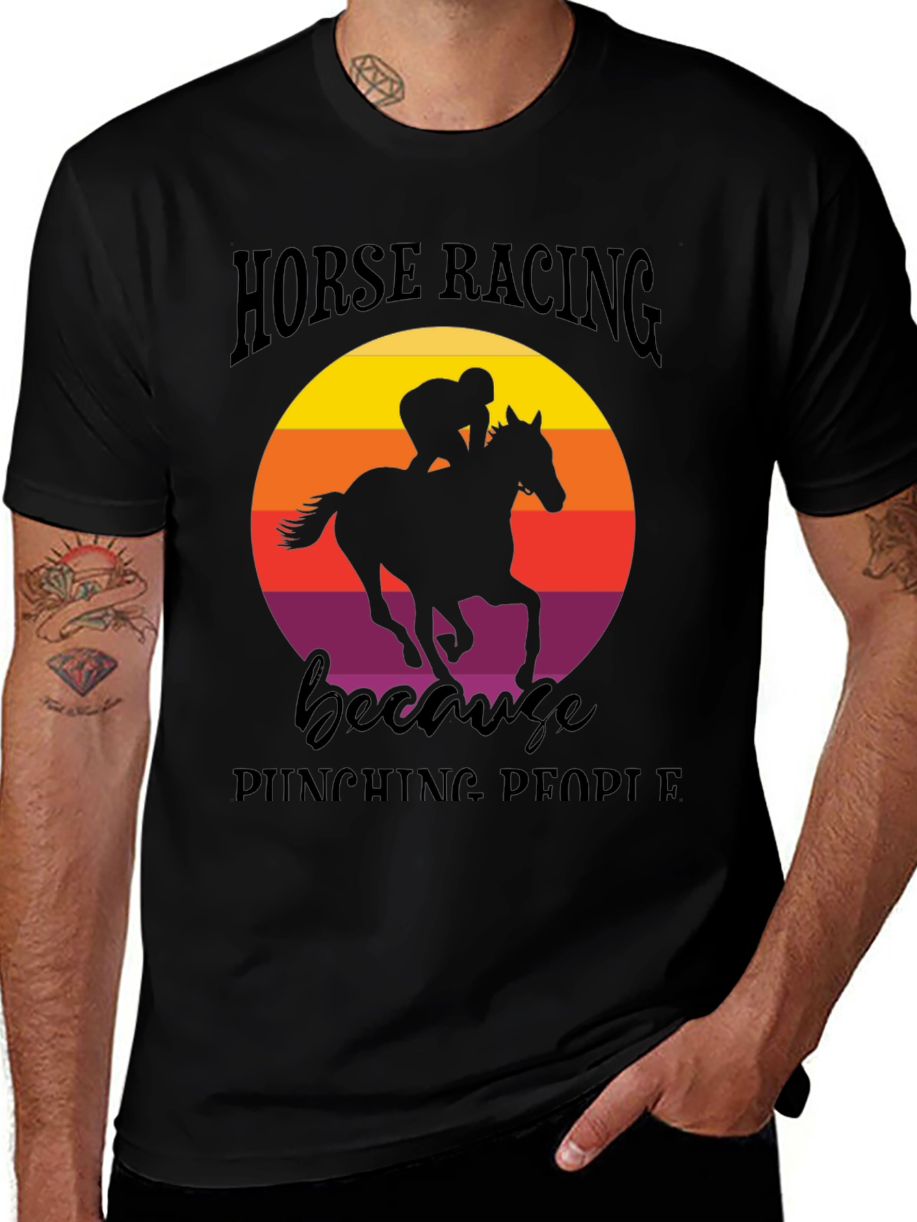 Variant 11 of Horse Racing Tee: Because Punching People Is Frowned Upon