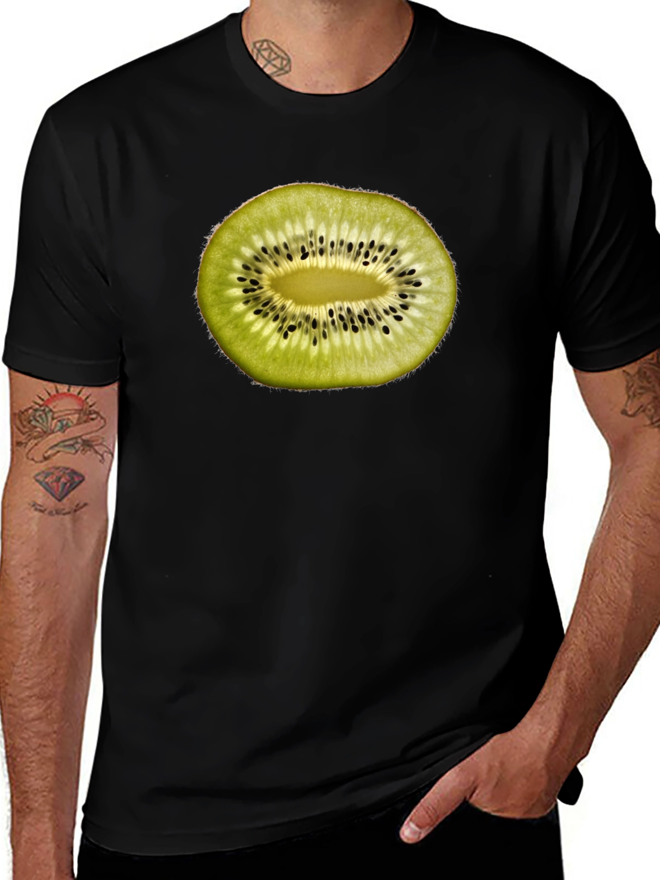 Black Kiwi Fruit Slice Graphic T-Shirt - Black main image