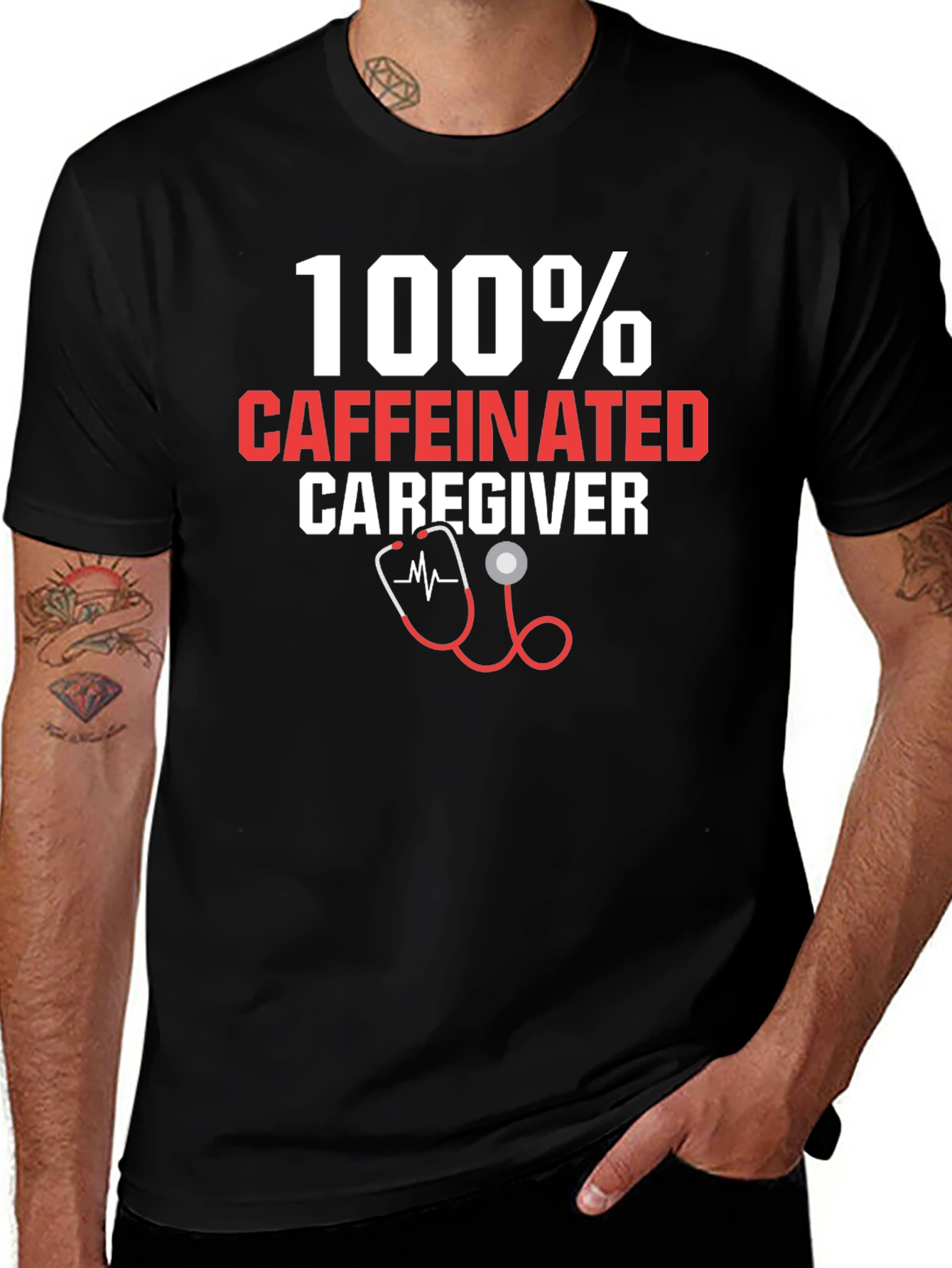 100% Caffeinated Caregiver T-Shirt