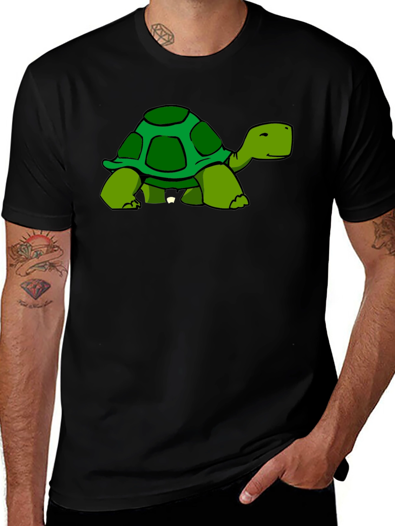 Variant 21 of Turtle Graphic Tee - Black Cotton T-Shirt