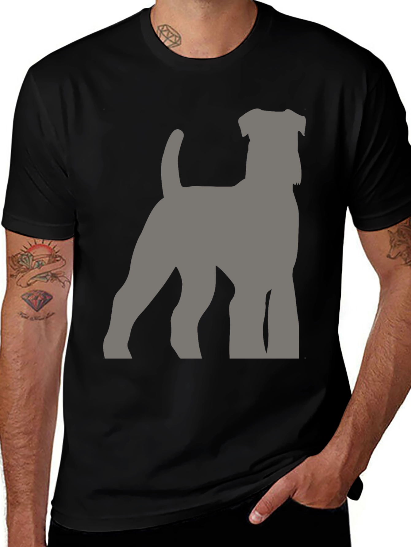 Variant 16 of Dog Breed Silhouette Graphic Tee - Black