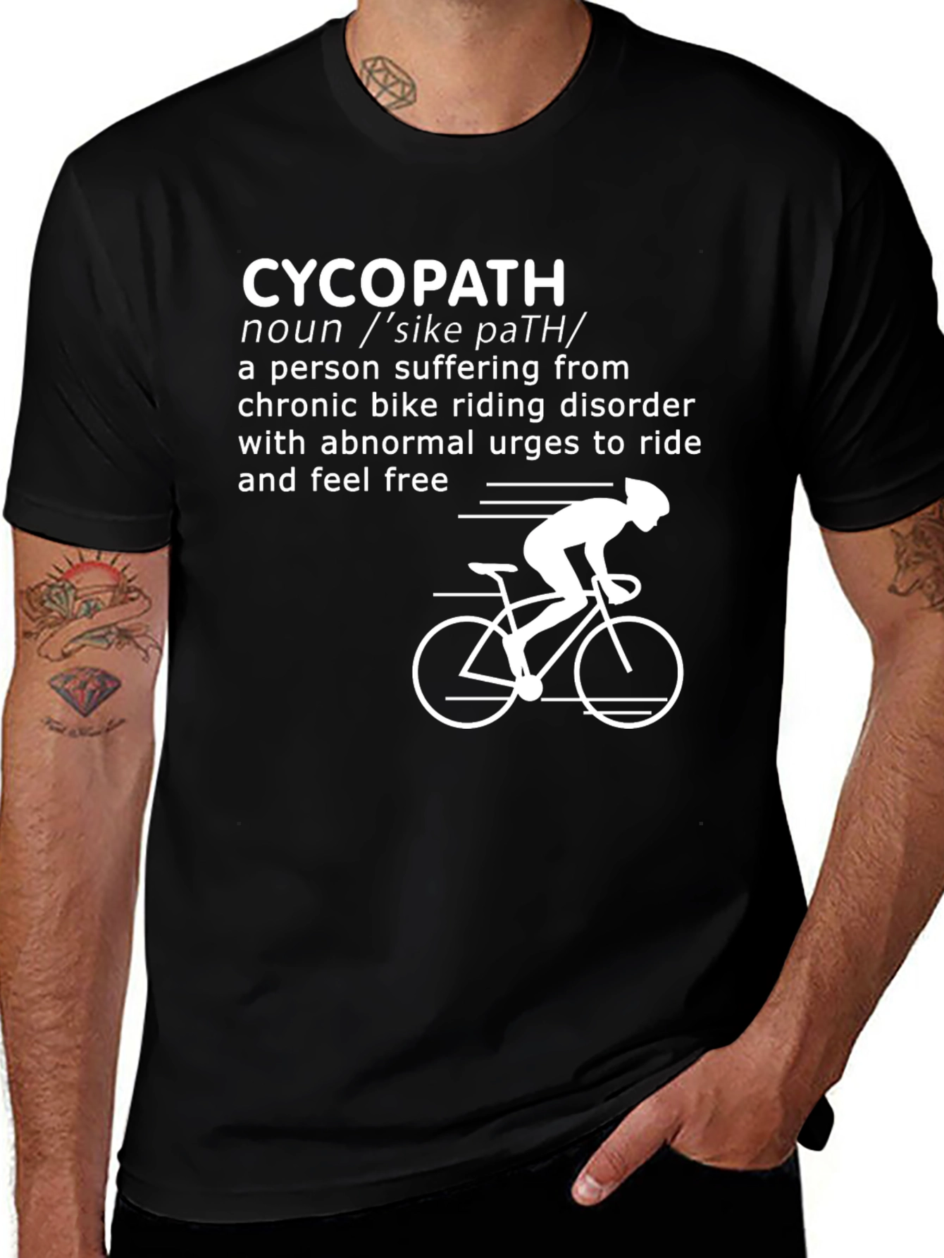 Black CycoPath Cycling T-Shirt - Funny Biker Tee main image