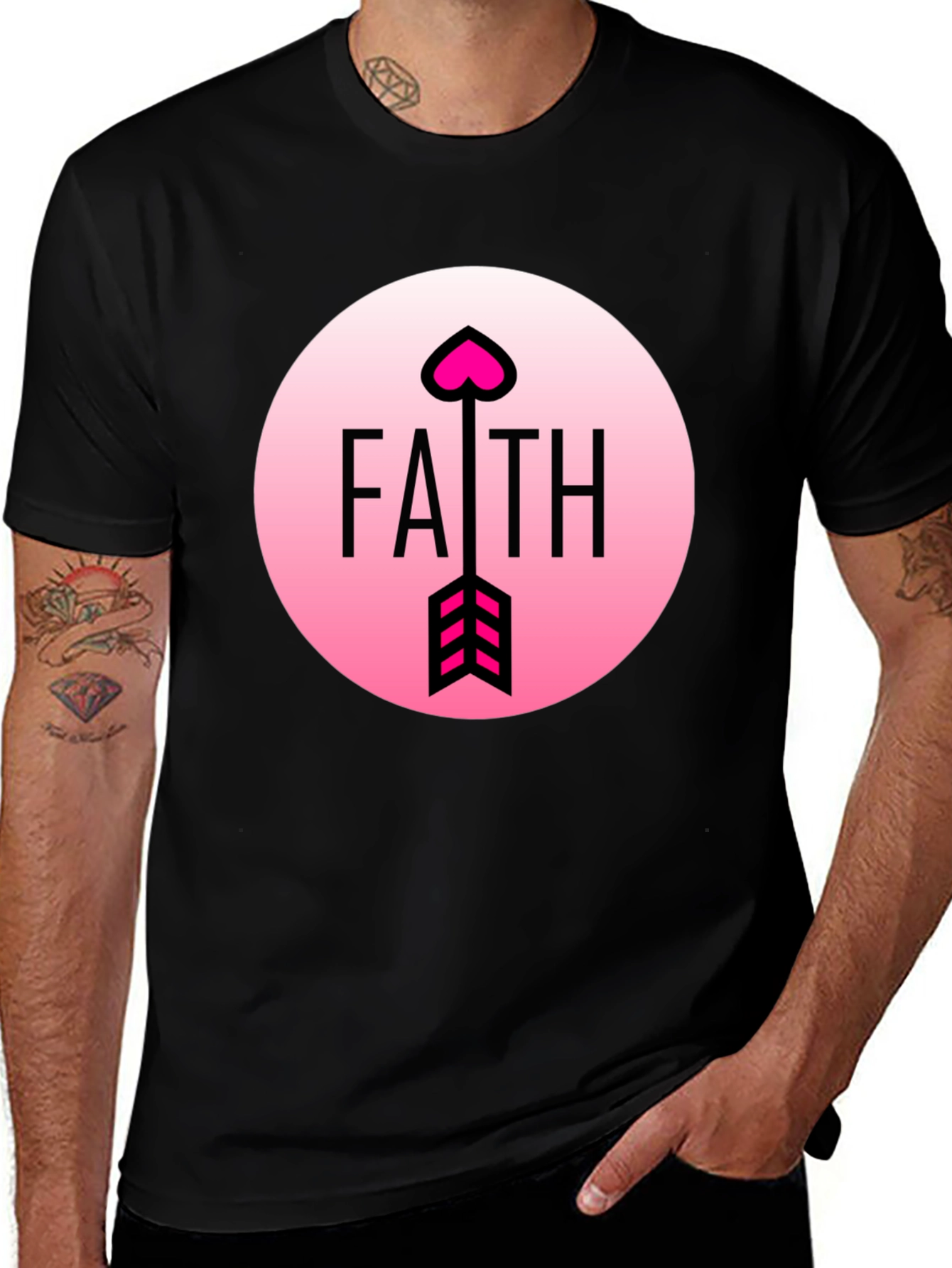 Variant 14 of Faith Arrow Heart Graphic Black Tee