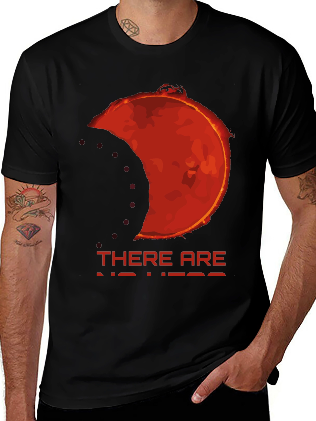 Black Eclipse Graphic Tee - "There Are No Heroes" Black T-Shirt main image