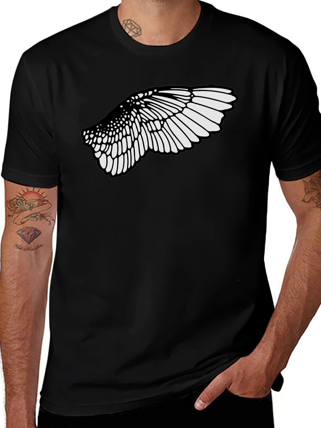 Variant 24 of Black T-Shirt with Wing Graphic