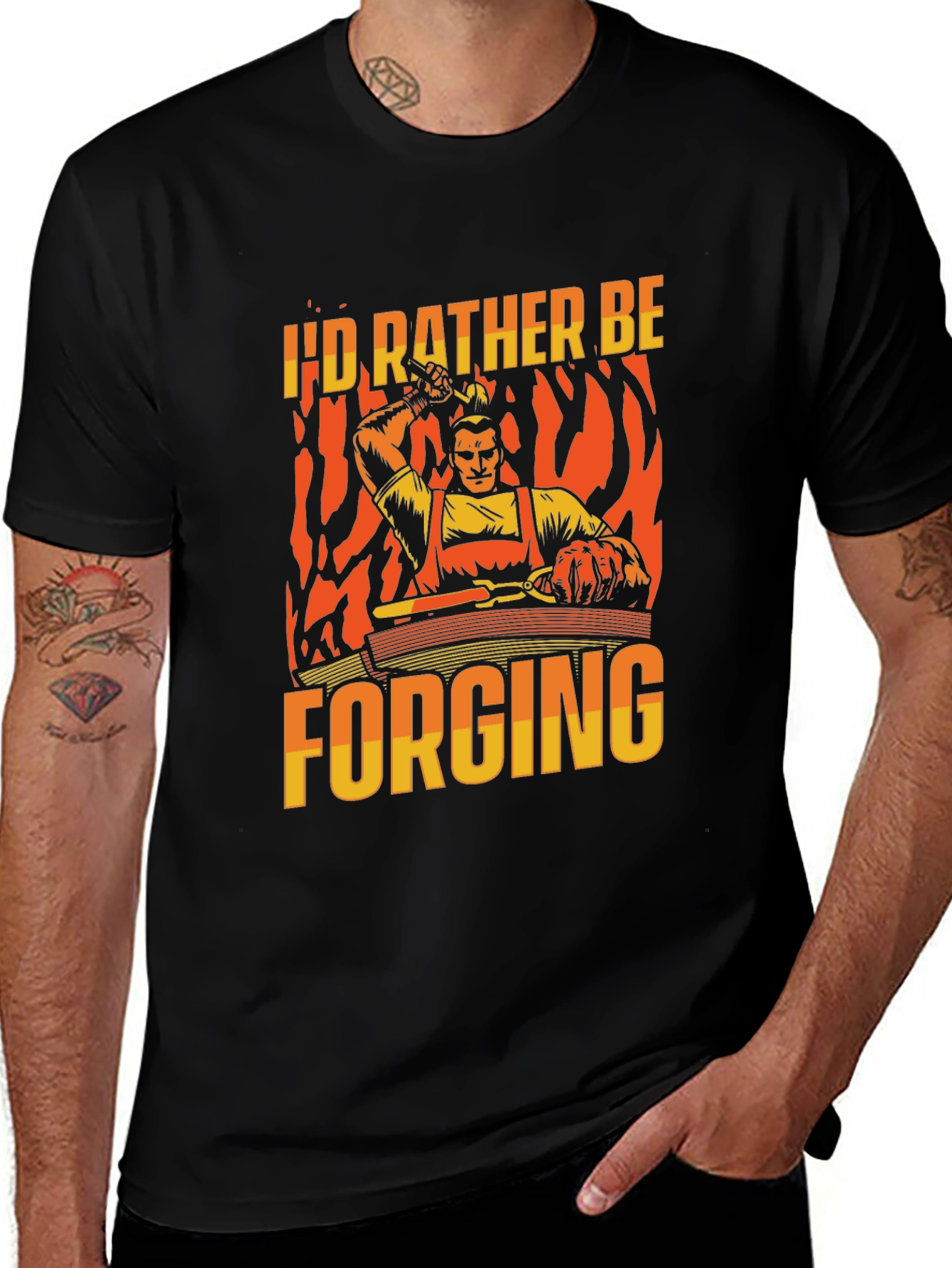 Variant 4 of I'd Rather Be Forging Black T-Shirt