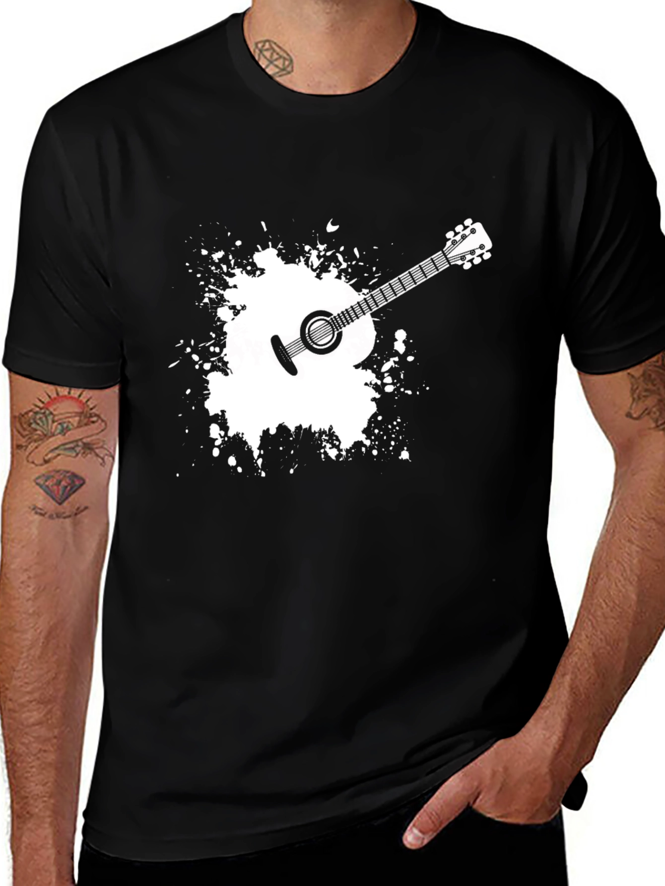 Guitar Splash Graphic Tee - Musician Style
