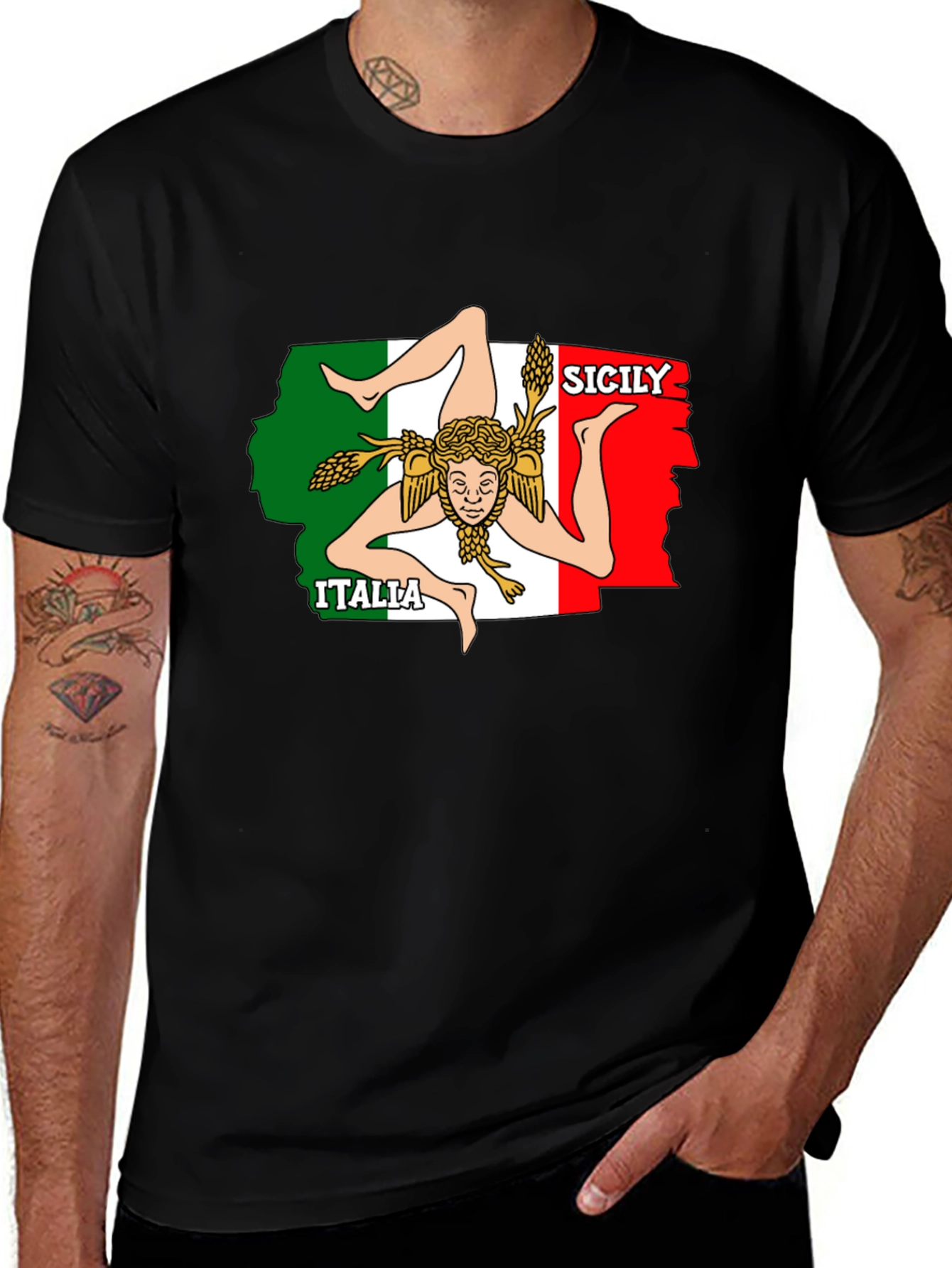 Sicily Italy Flag T-Shirt - Novelty Graphic Tee