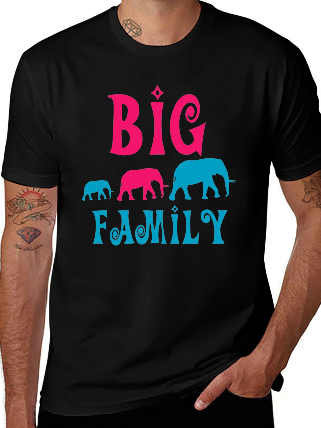 Variant 23 of Big Family Elephant Graphic T-Shirt