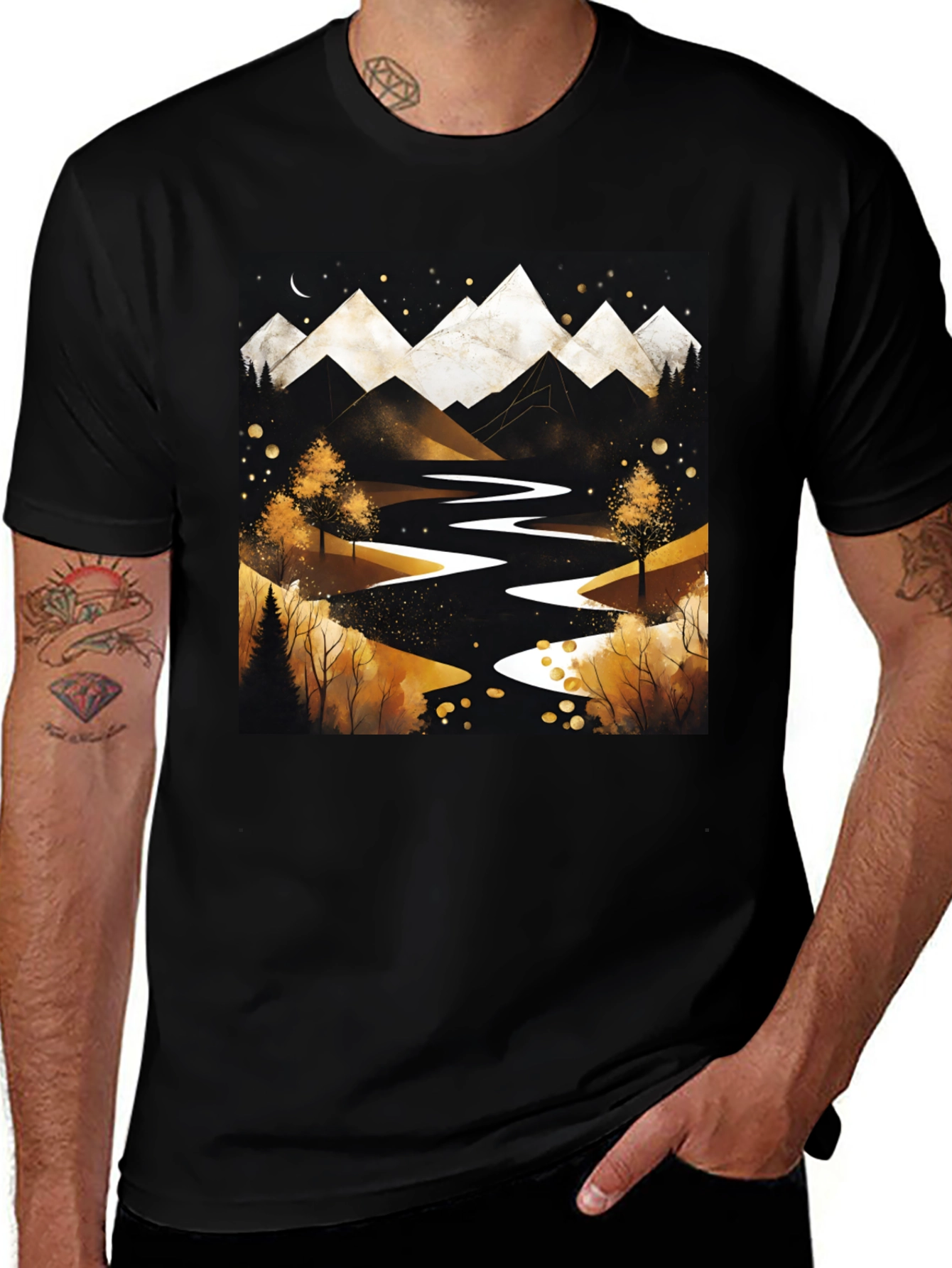 Variant 15 of Mountain River Graphic Tee - Black