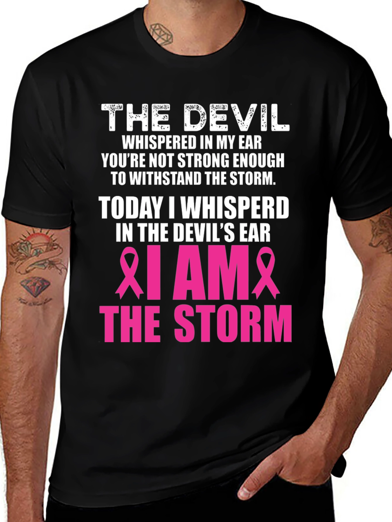 Variant 21 of The Devil Breast Cancer Awareness T-Shirt