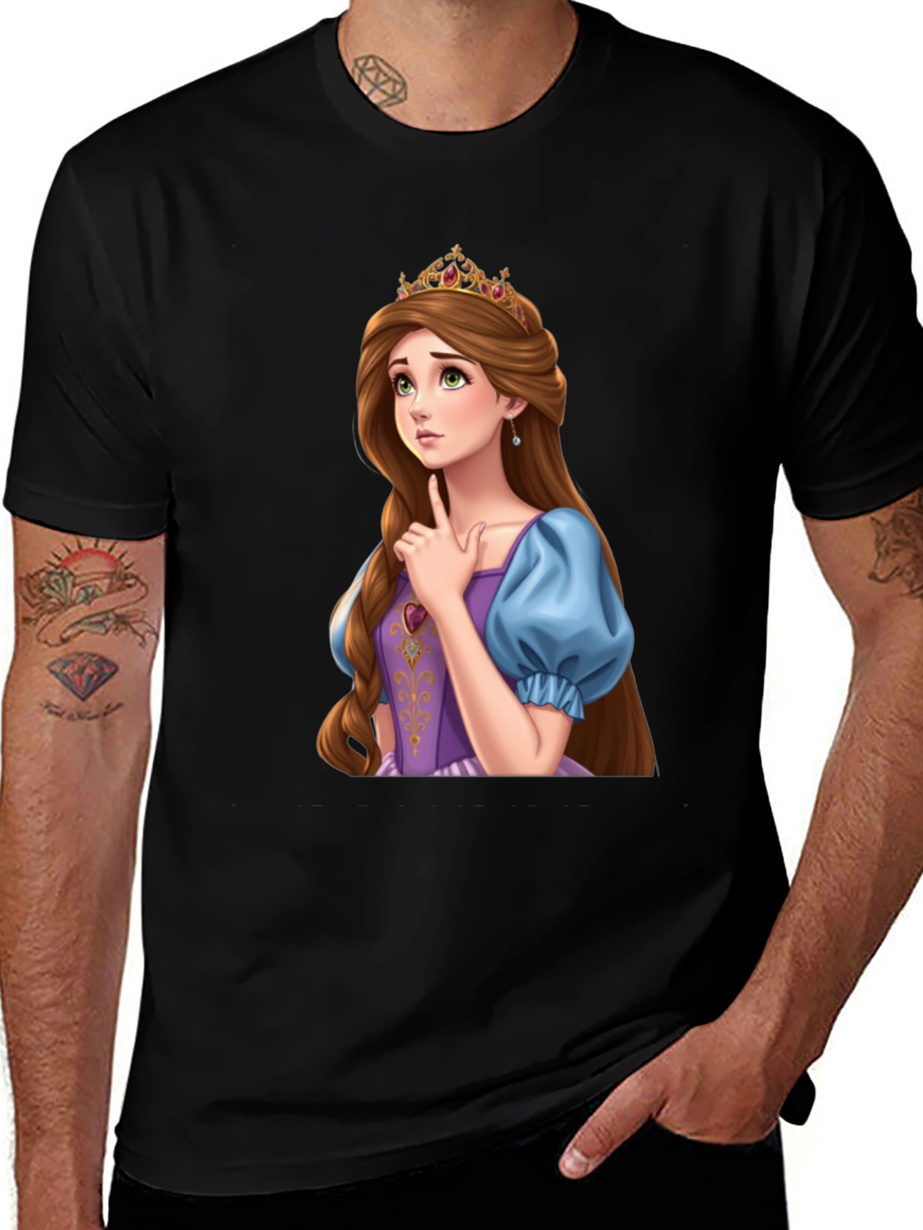 Princess Rapunzel Graphic Black T-Shirt