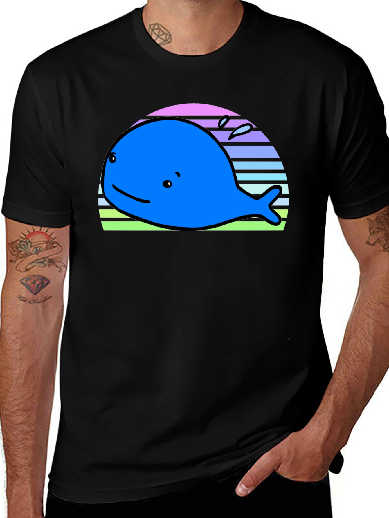 Variant 21 of Cute Whale Graphic Tee - Black