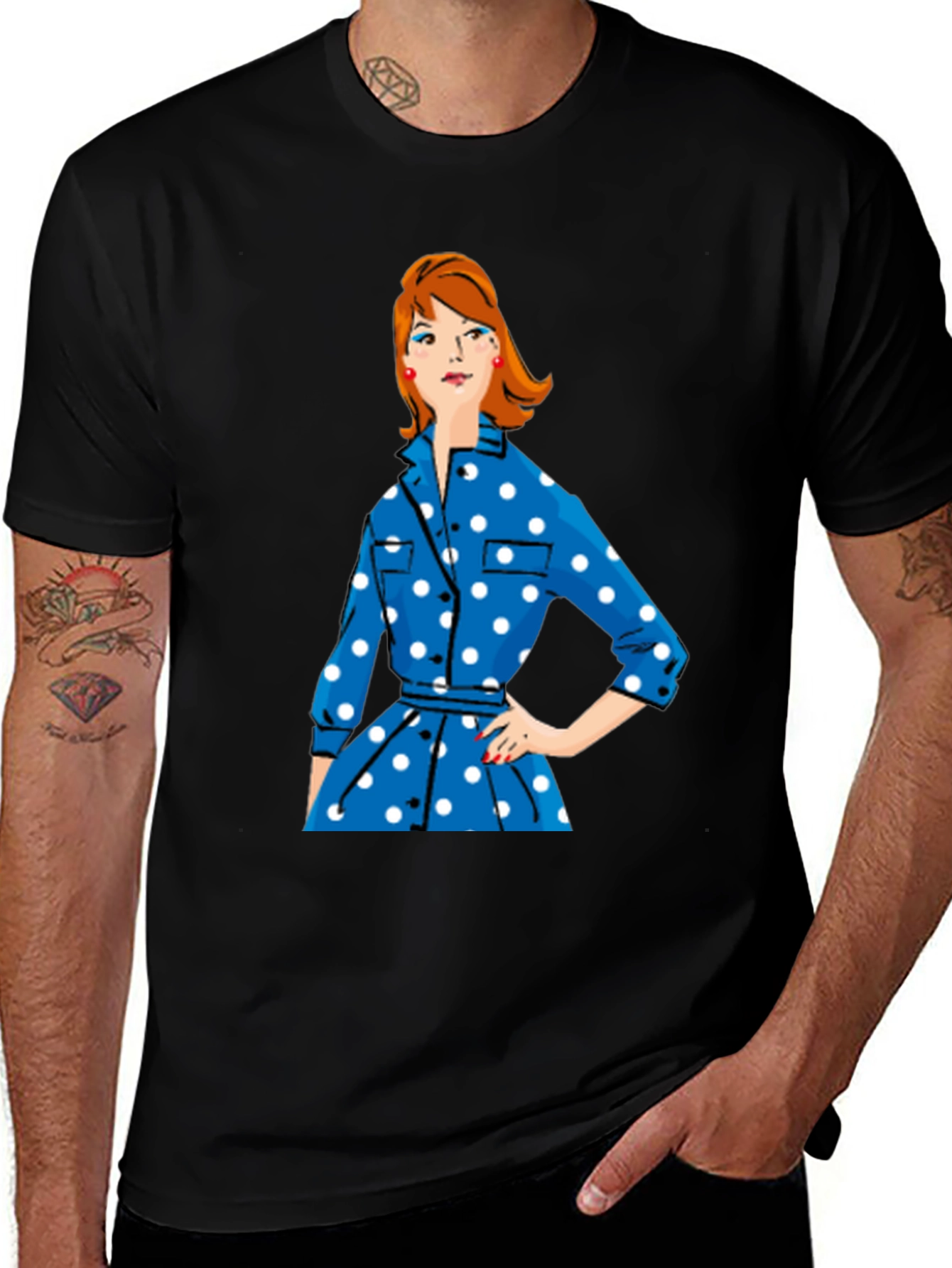 Variant 16 of Retro Polka Dot Dress Graphic Tee