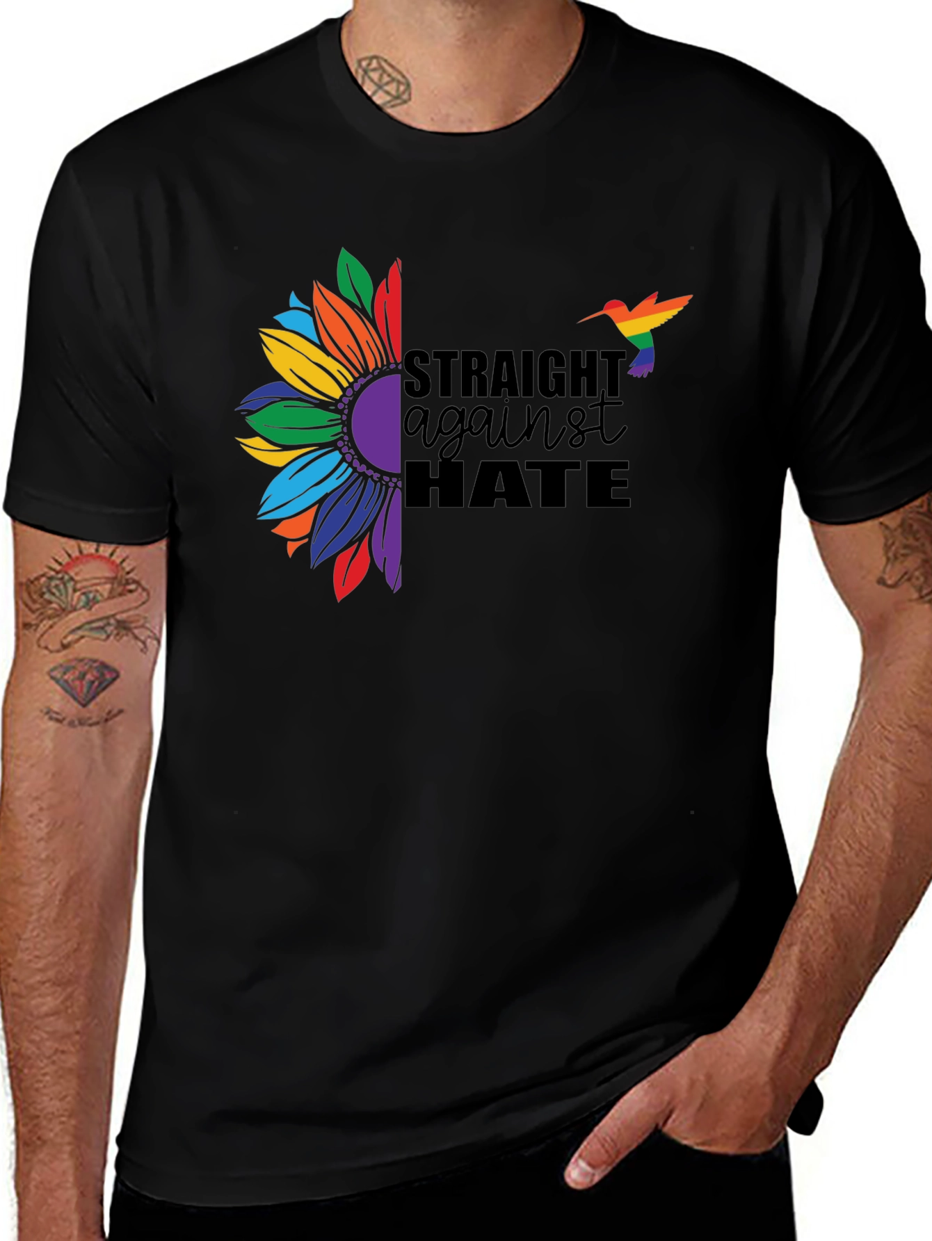 Variant 28 of Straight Against Hate Sunflower Pride T-Shirt