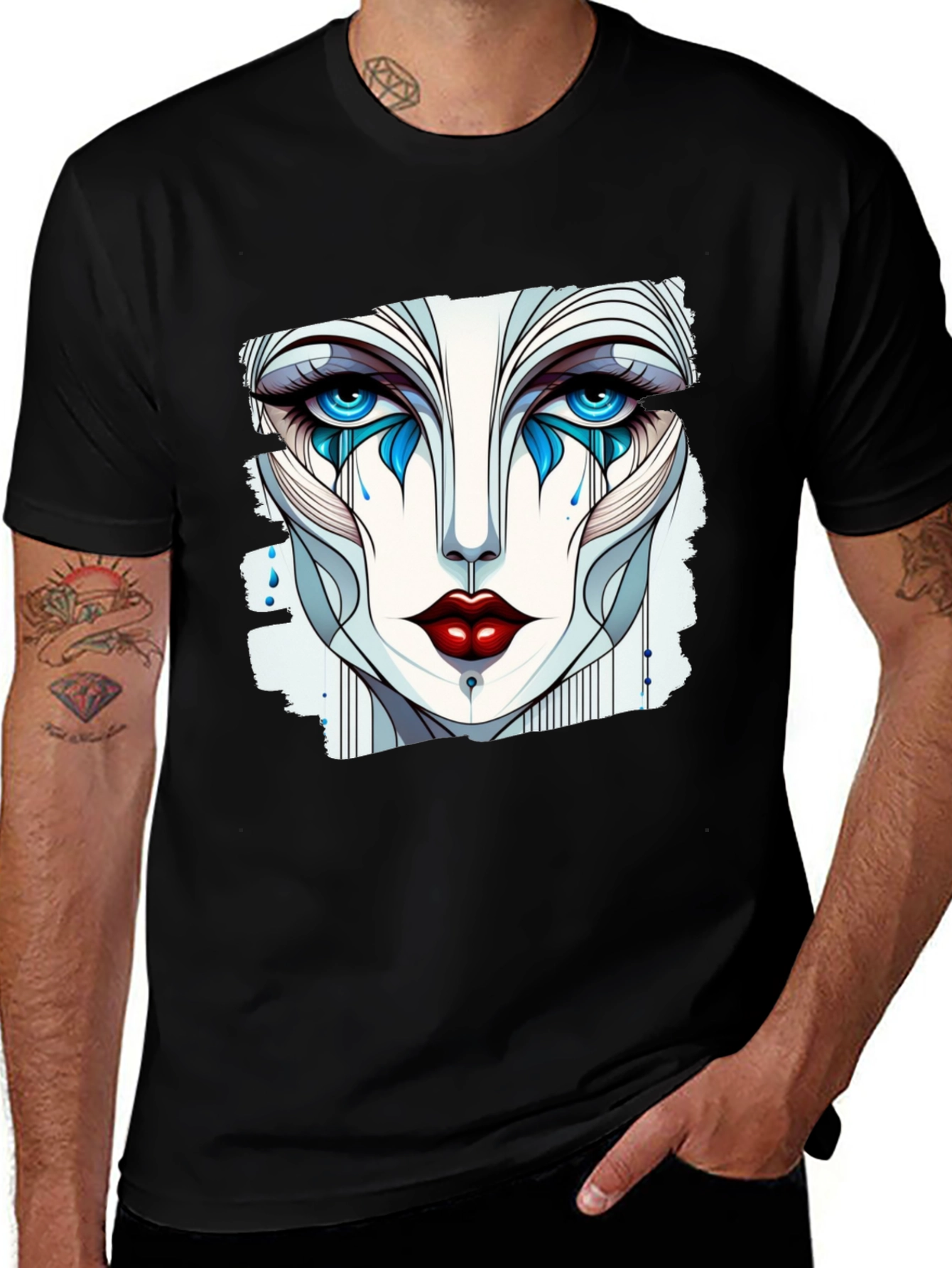 Variant 6 of Clown Face Graphic Tee - Stylish Black T-Shirt