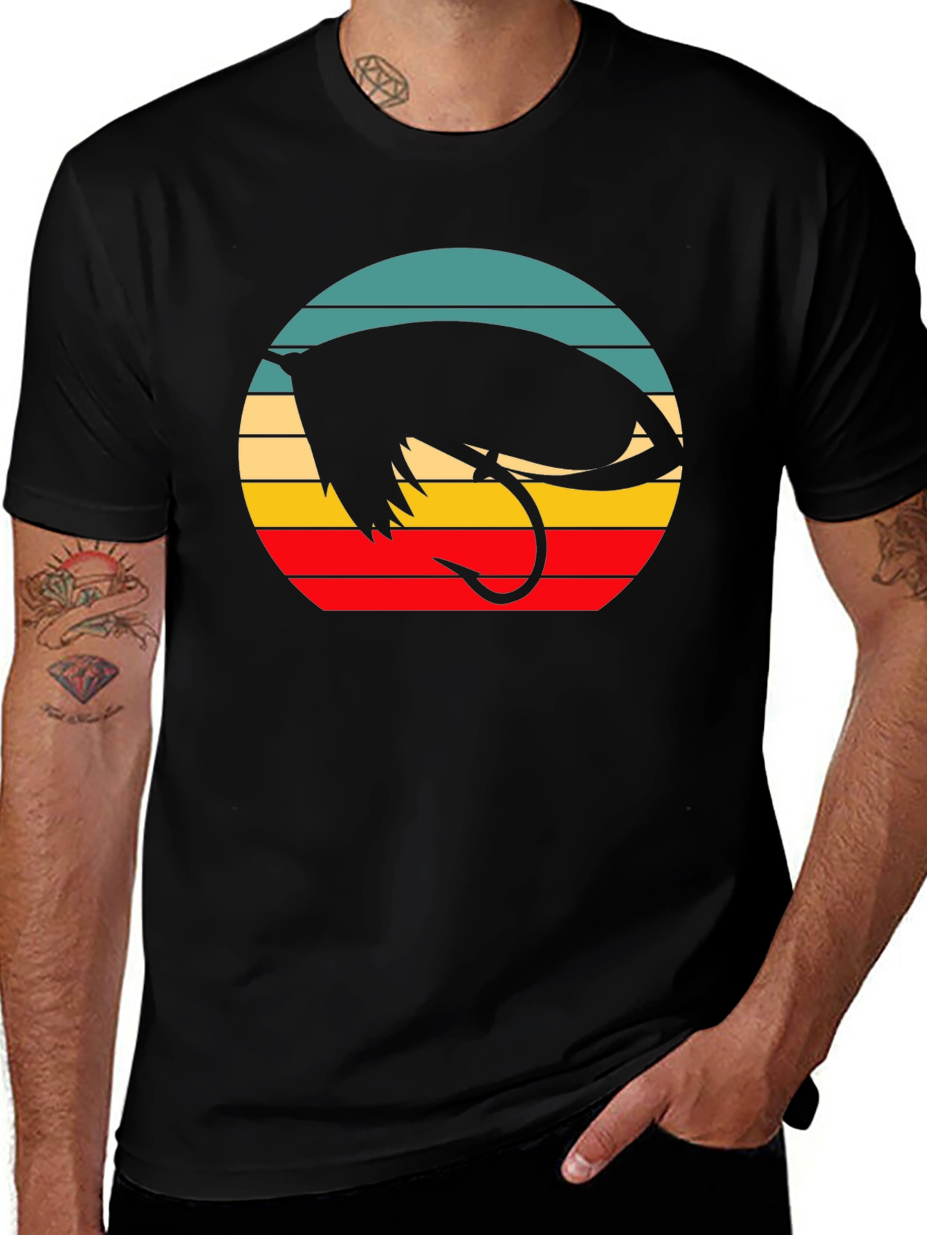 Variant 26 of Retro Fishing Fly Silhouette T-Shirt