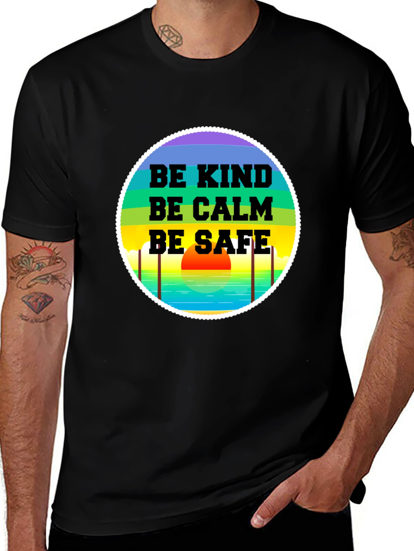 Variant 15 of Be Kind Be Calm Be Safe Graphic T-Shirt