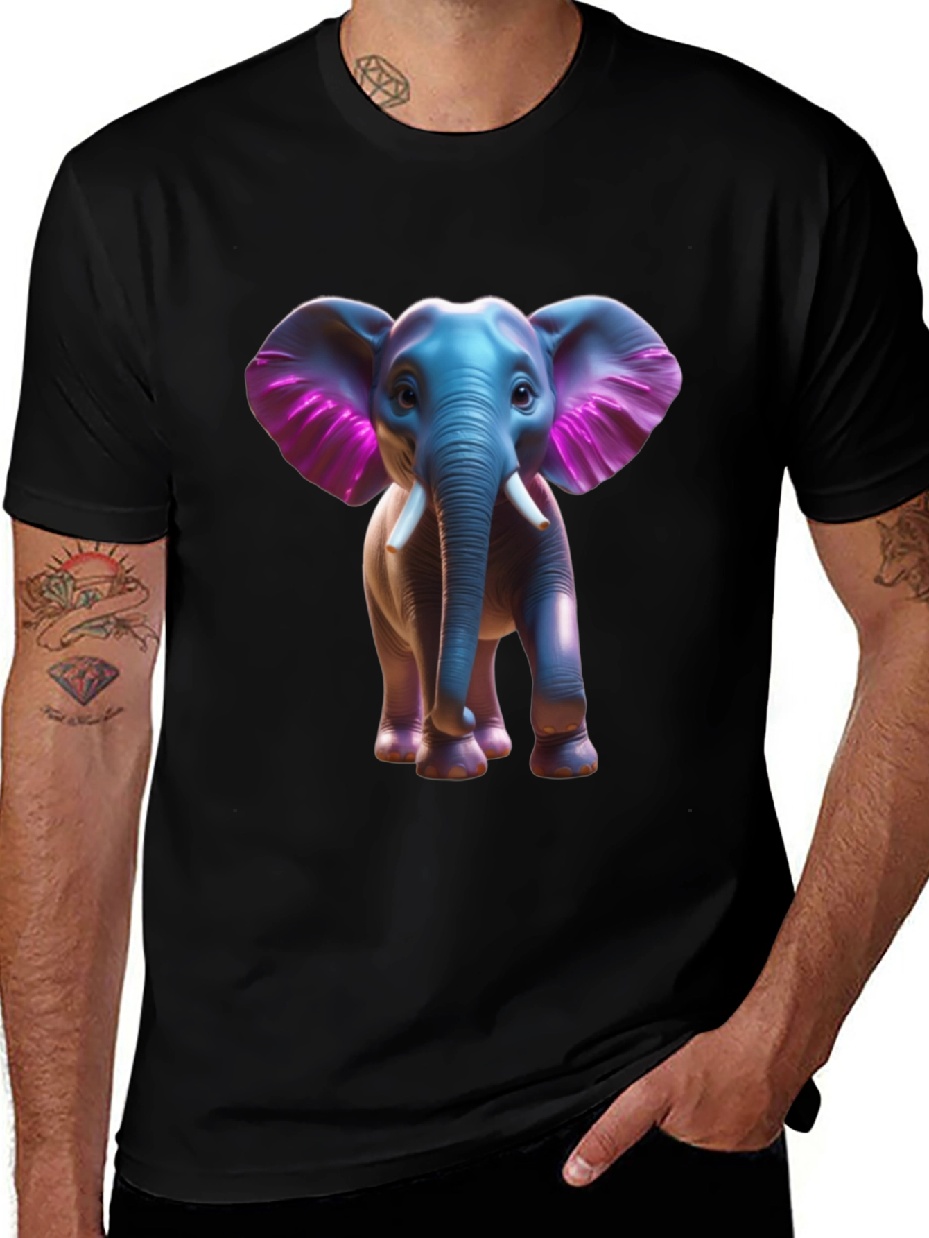 Variant 28 of Elephant Graphic Tee - Stylish Black Cotton T-Shirt
