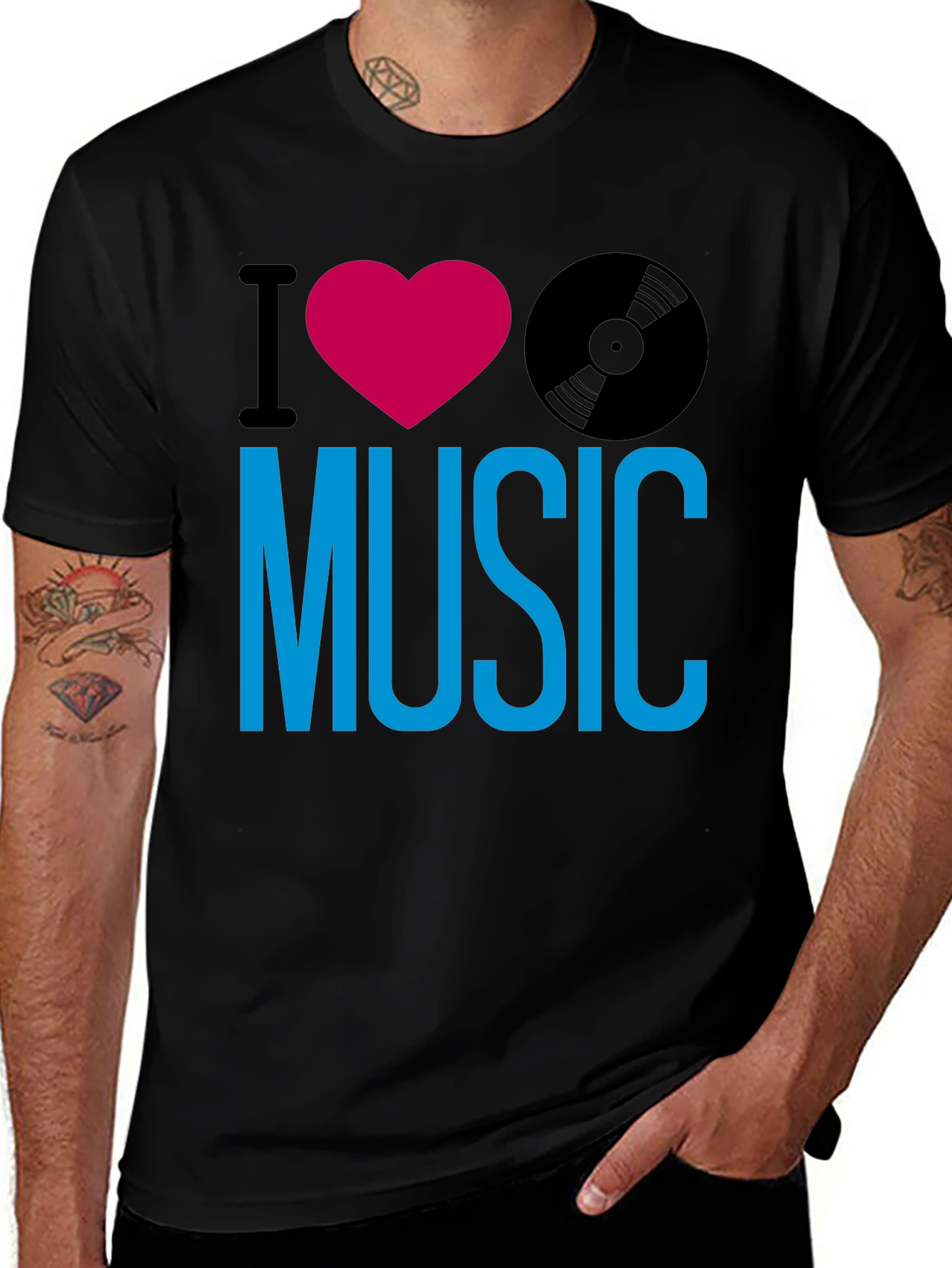 Variant 11 of I Heart Music T-Shirt - Black Tee