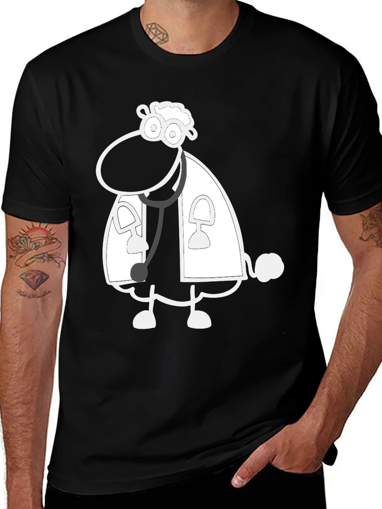 Variant 28 of Doctor Sheep T-Shirt - Black Cotton Tee