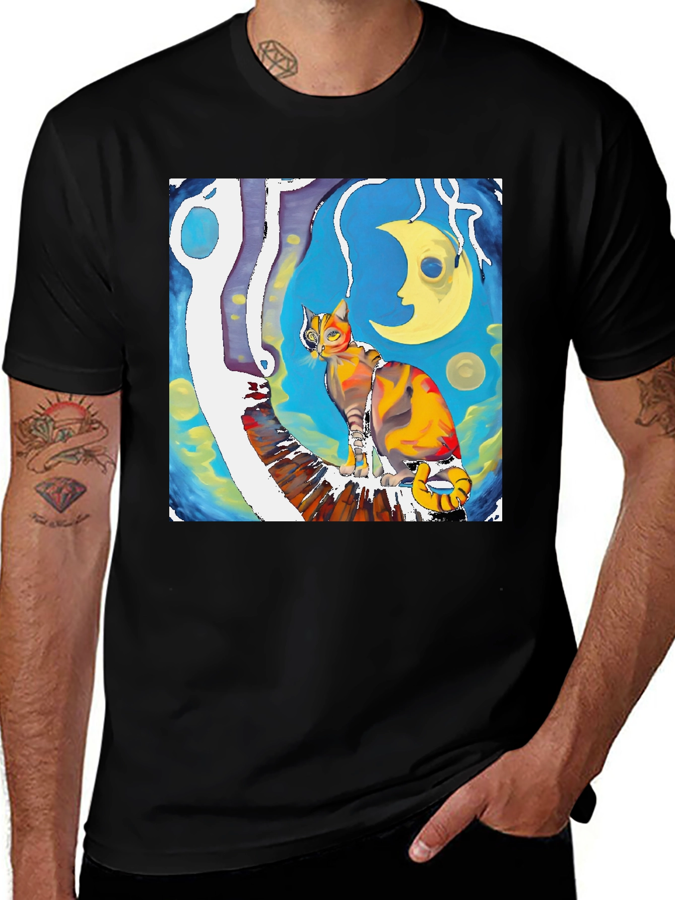 Variant 21 of Artistic Cat T-Shirt - Unique Graphic Tee