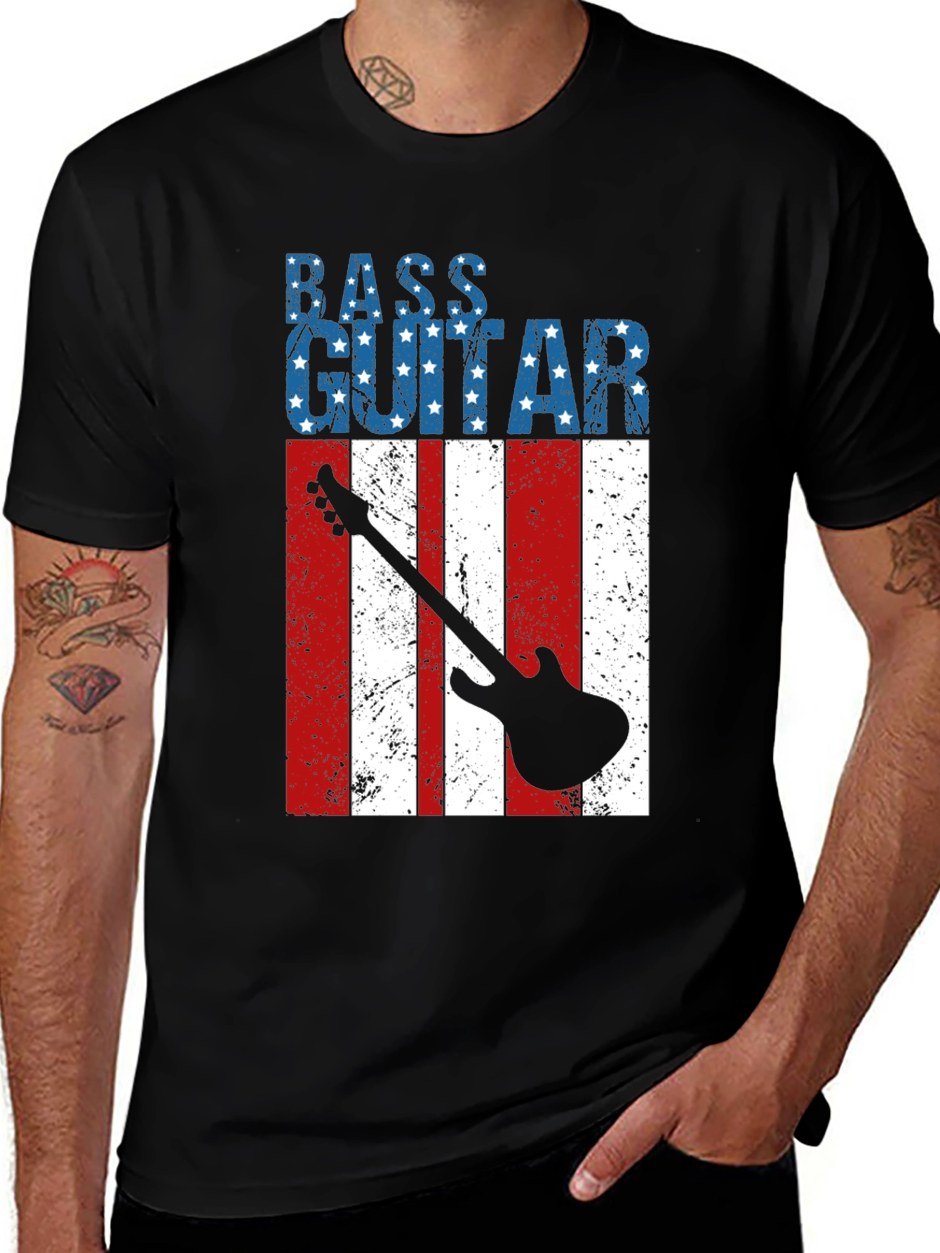 Variant 11 of Bass Guitar American Flag Graphic T-Shirt