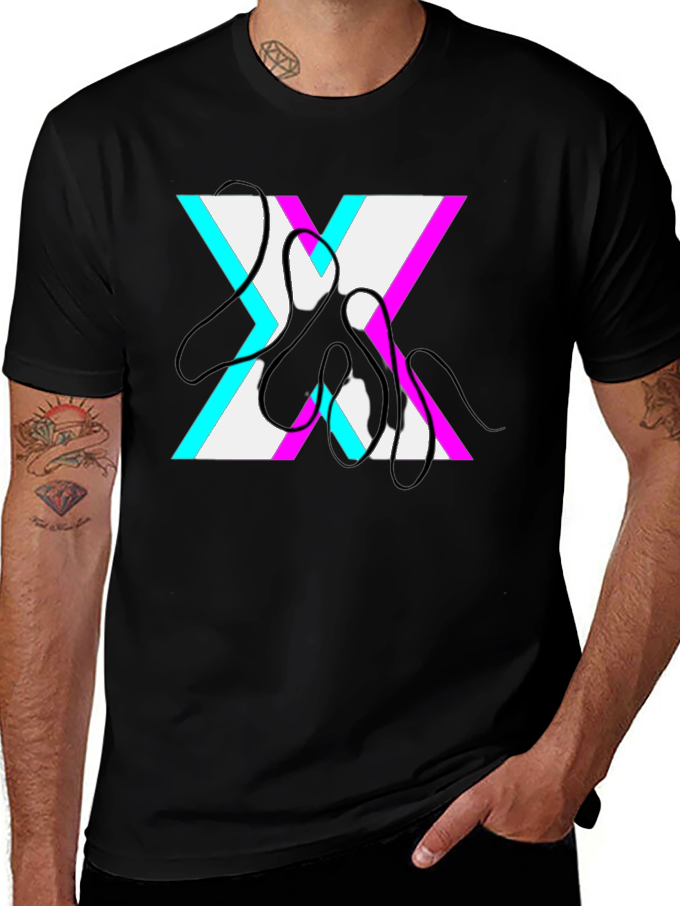 Variant 18 of Abstract X Graphic Black T-Shirt