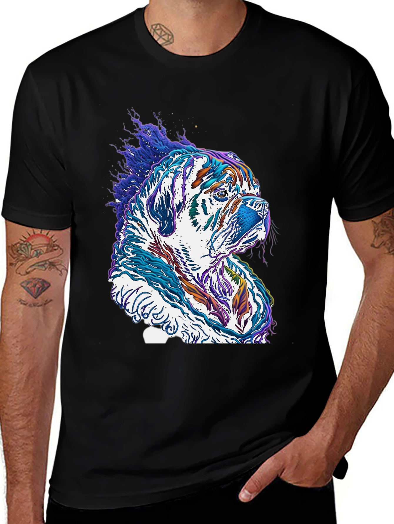 Variant 9 of Dog Art Graphic Tee - Unique Colorful Design