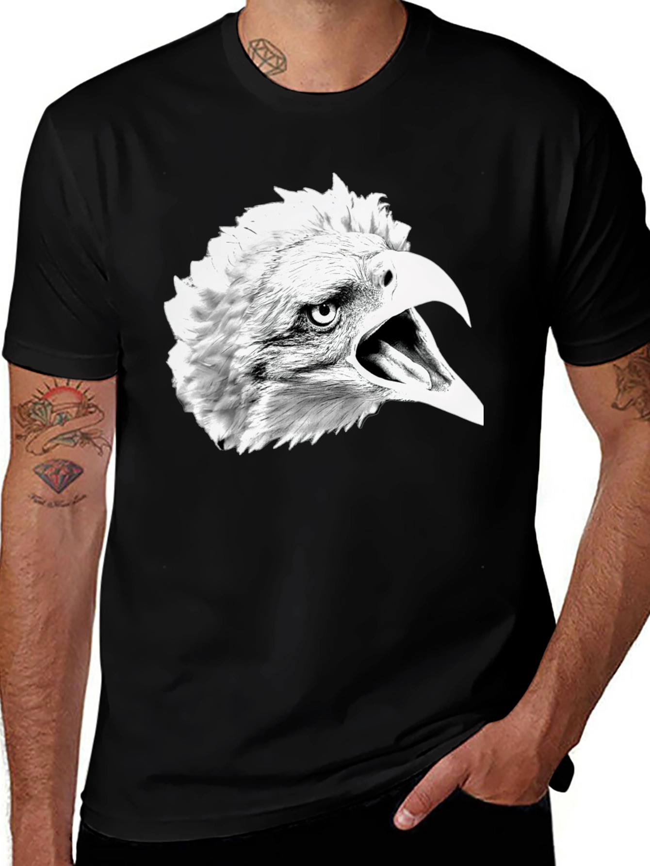 Variant 28 of Bold Eagle Graphic Black T-Shirt