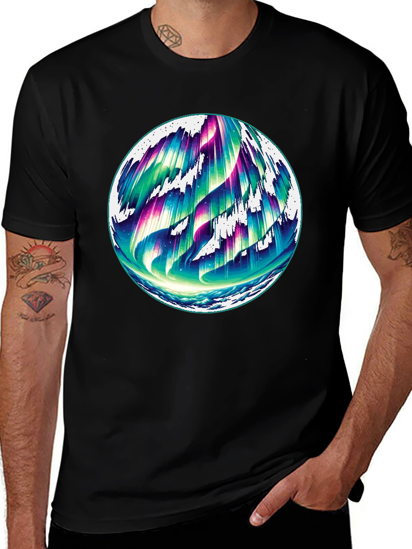 Northern Lights Graphic Black Tee