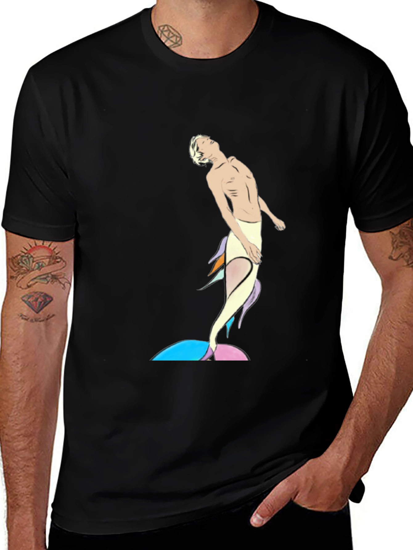 Variant 11 of Unique Artistic Graphic Print Black T-Shirt