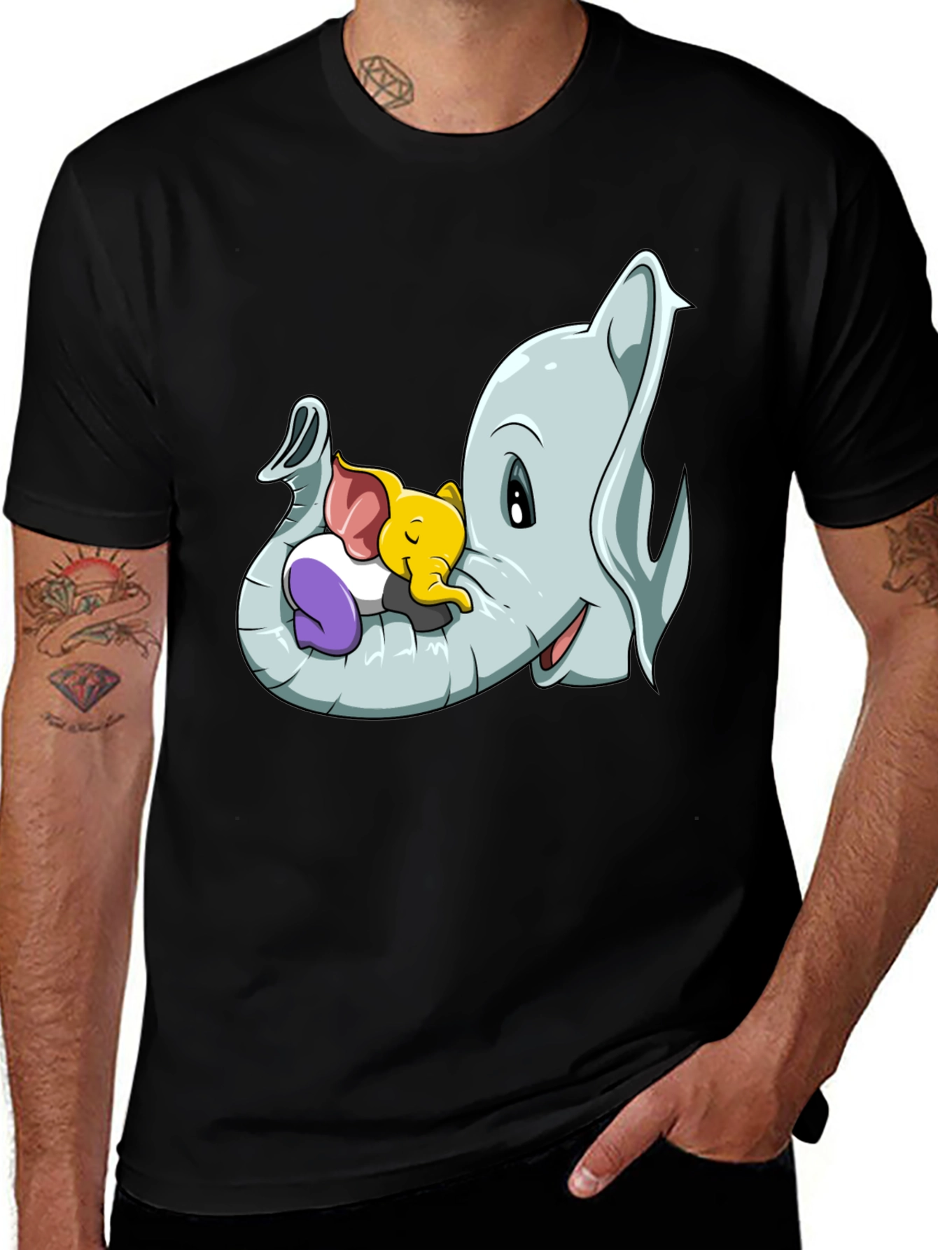 Variant 17 of Cute Elephant Family Cartoon T-Shirt