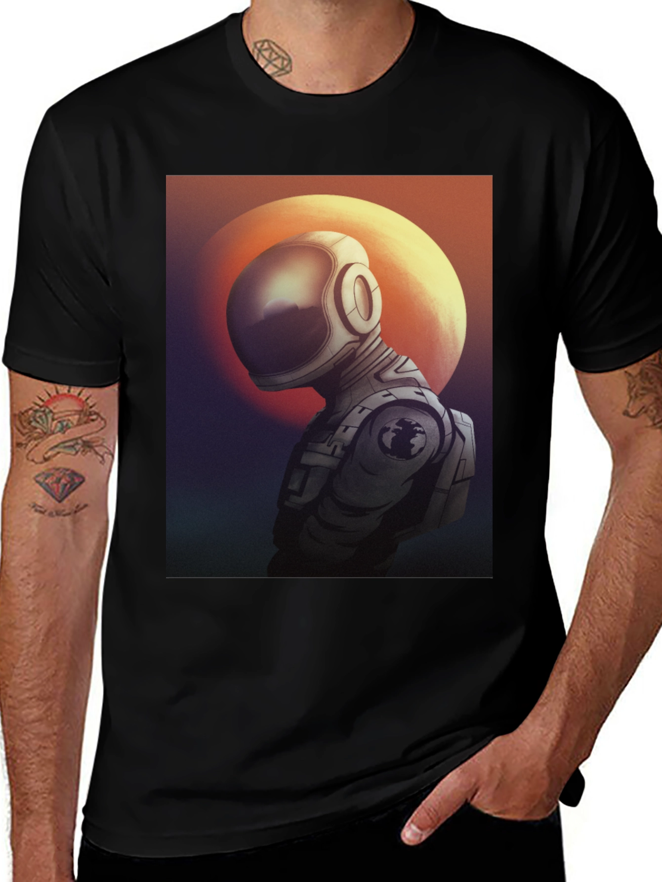 Variant 21 of Astronaut Graphic Black T-Shirt - Space Explorer Tee
