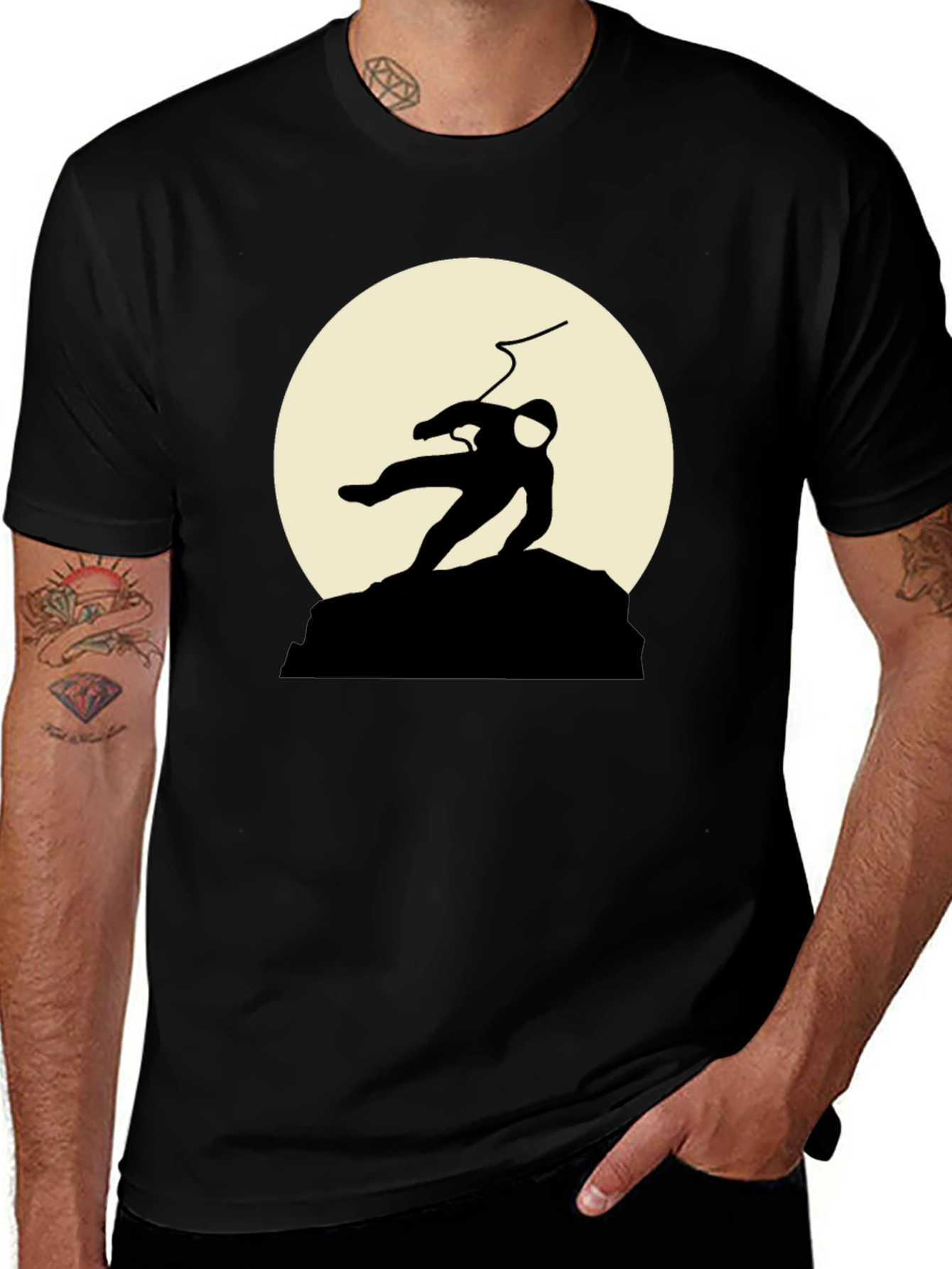 Variant 23 of Astronaut on the Moon Graphic T-Shirt - Black