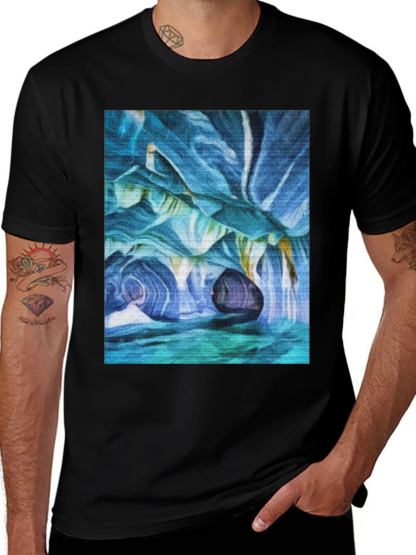Variant 17 of Abstract Swirl Art Print Black T-Shirt