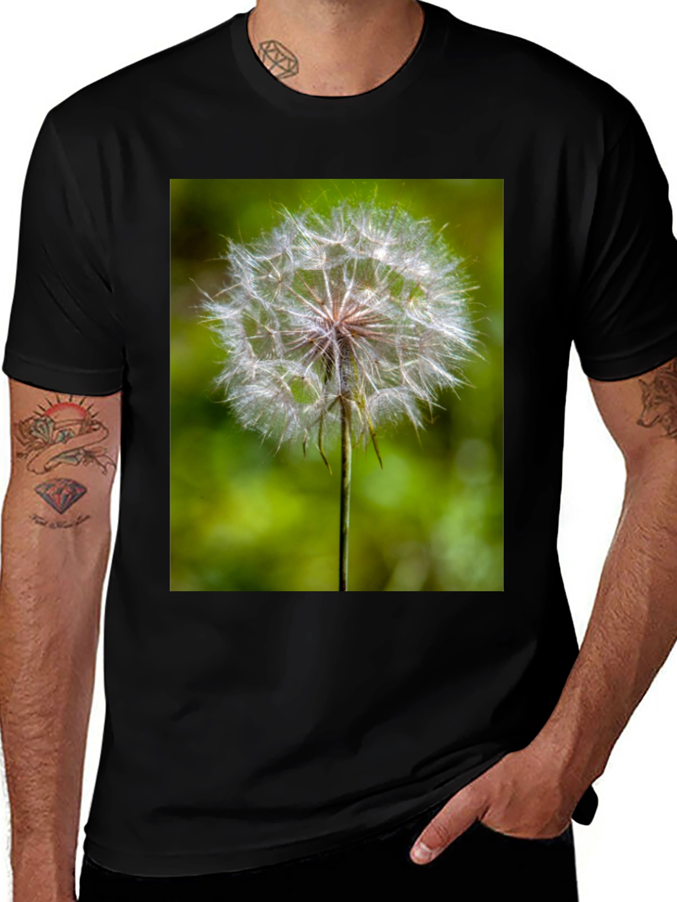 Variant 8 of Dandelion Print Black T-Shirt