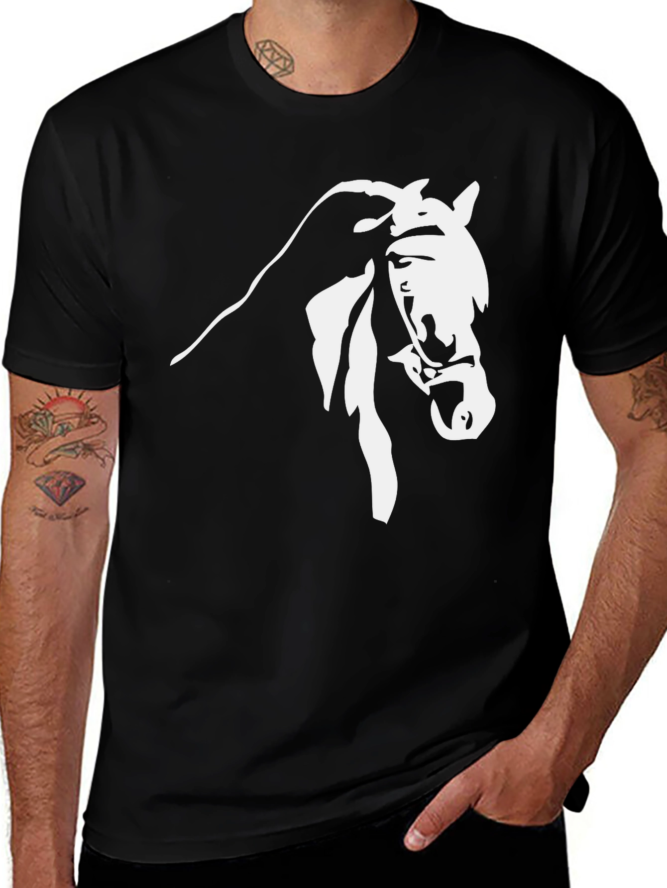 Variant 11 of Horse Graphic Tee - Black T-Shirt