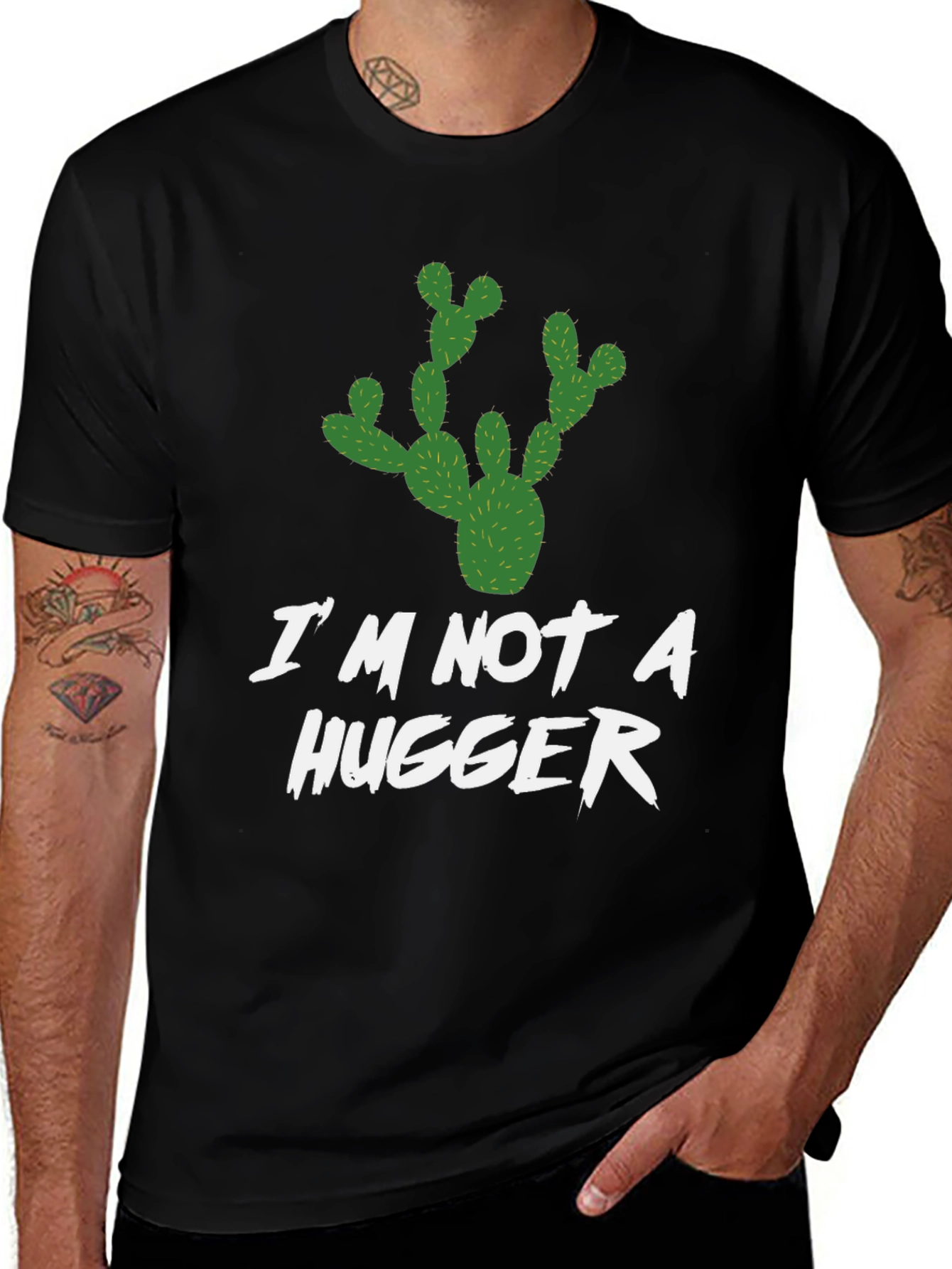 Variant 25 of I'm Not A Hugger T-Shirt Cactus Graphic Novelty Tee
