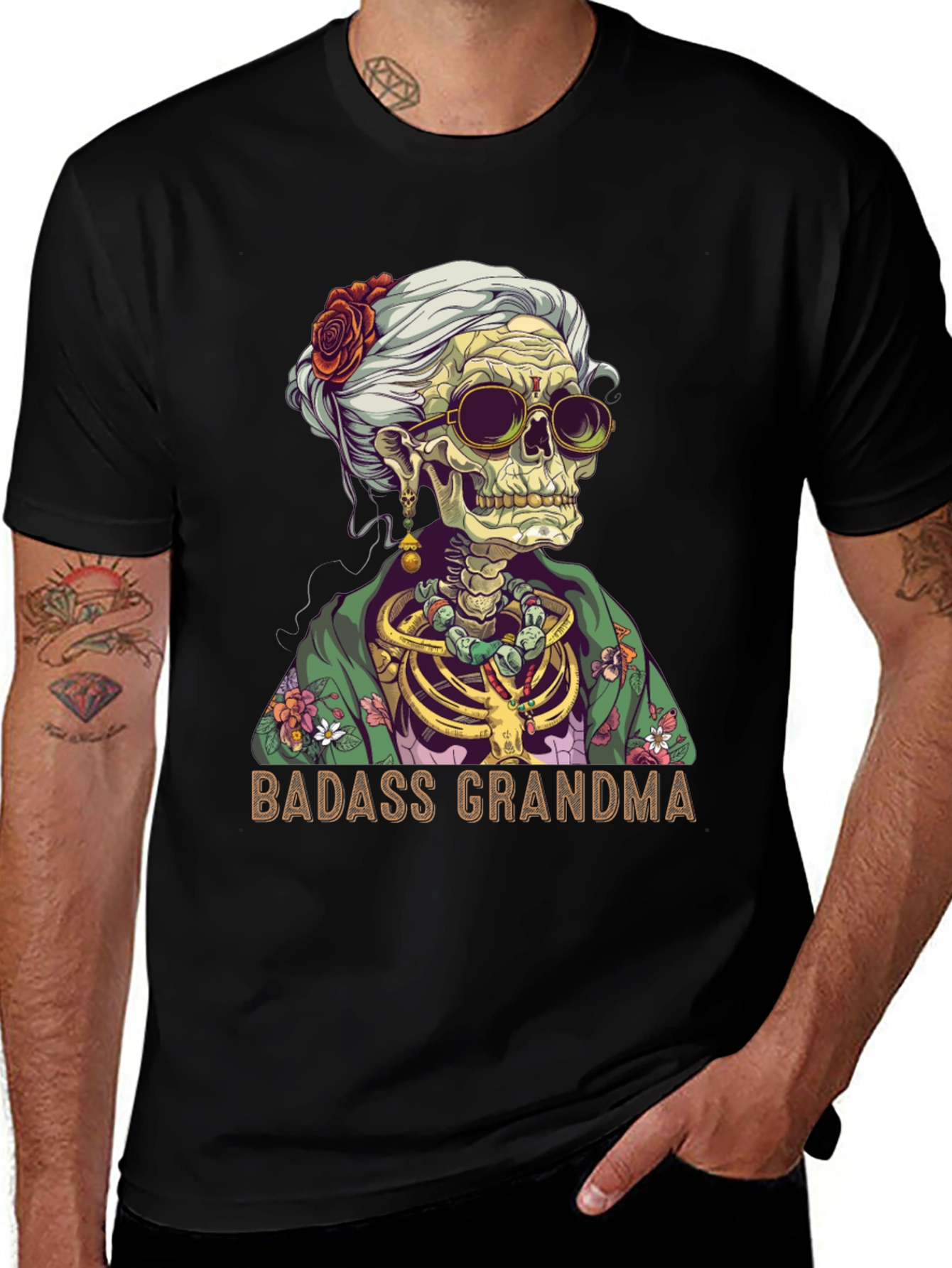 Variant 3 of Badass Grandma Skeleton T-Shirt - Funny Graphic Tee
