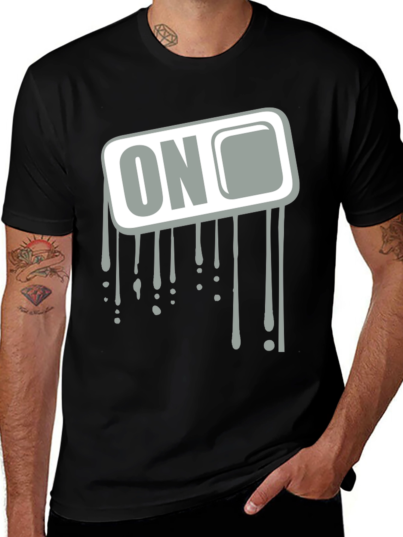 Variant 9 of "ON" Graphic Print Men's T-Shirt - Cool Design