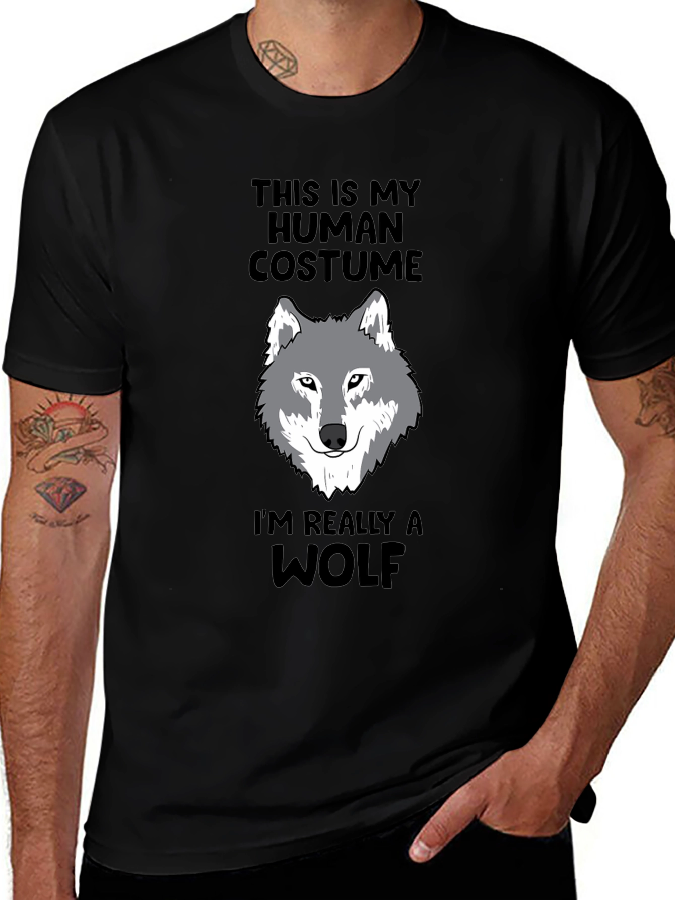 Variant 16 of Human Costume Funny Wolf T-Shirt