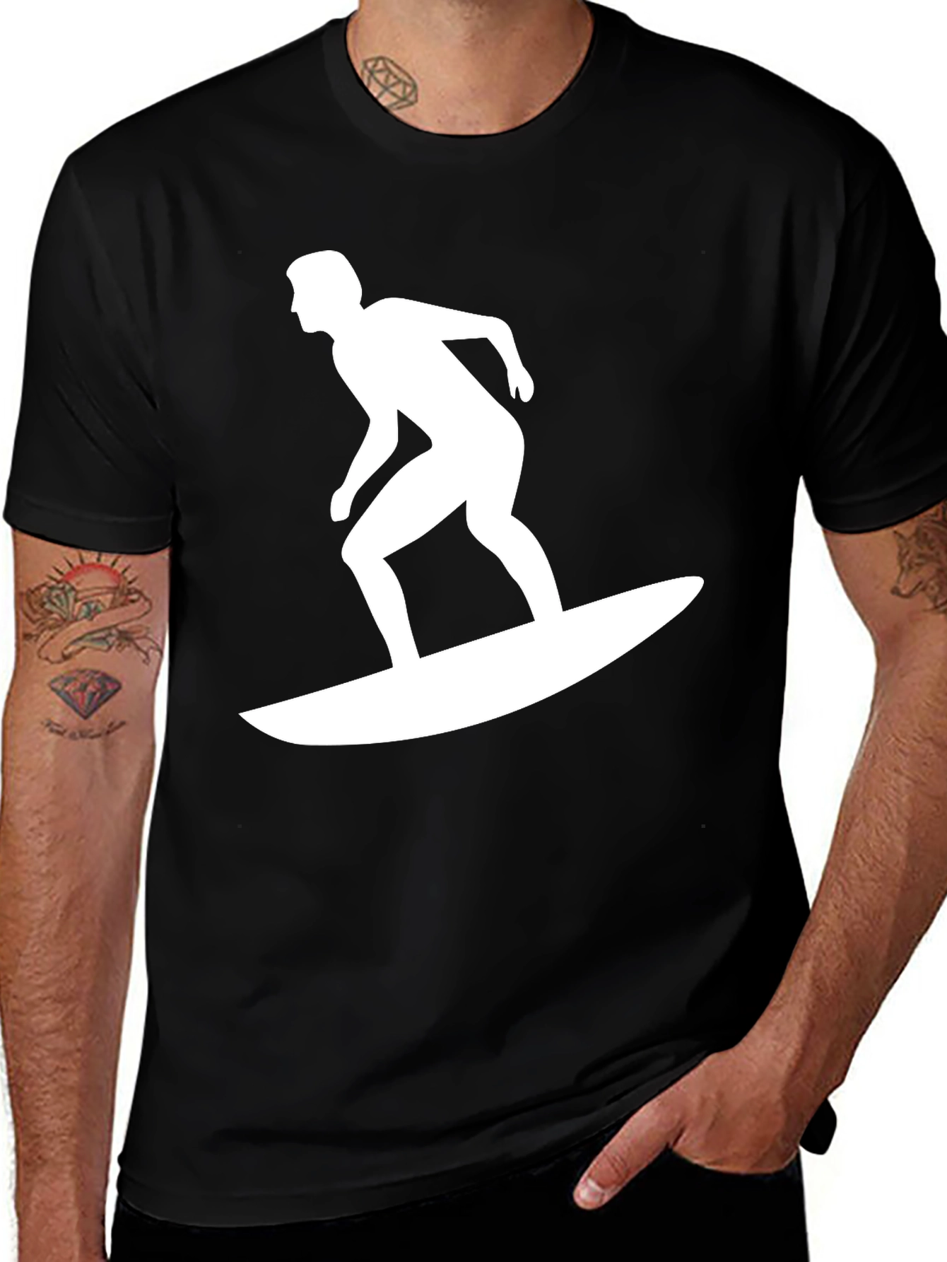 Variant 12 of Black T-Shirt with Surfer Graphic