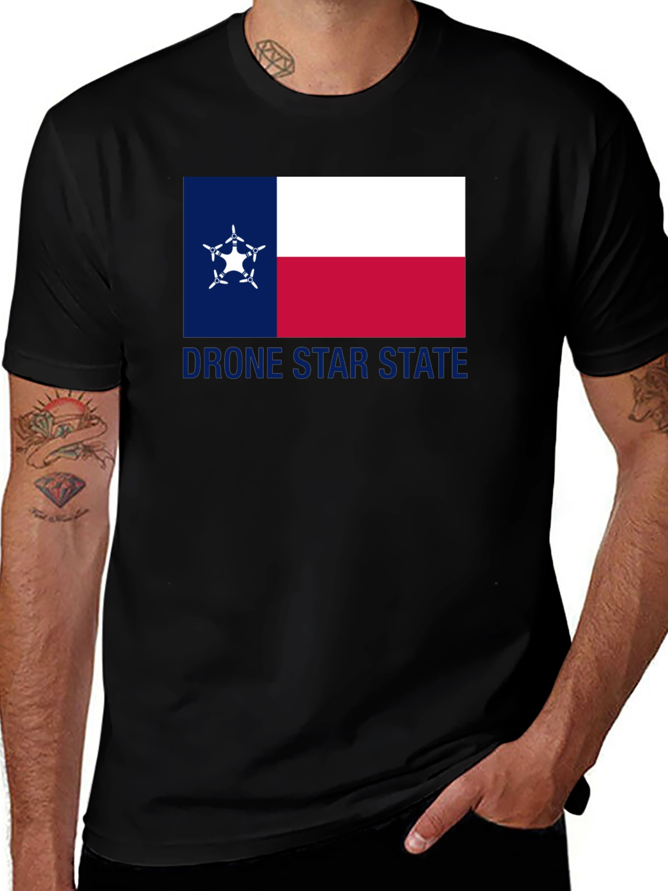 Variant 3 of Drone Star State Black T-Shirt