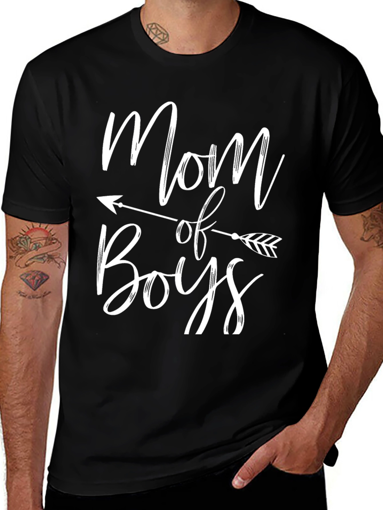 Variant 21 of Mom of Boys Graphic Tee - Black