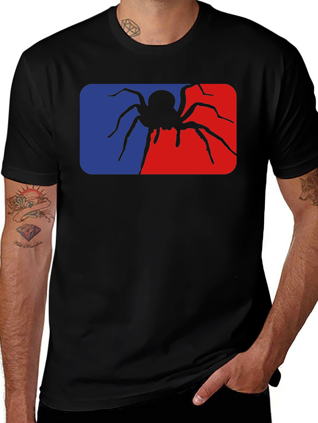 Variant 25 of Spider Graphic Tee - Black Cotton Blend T-Shirt
