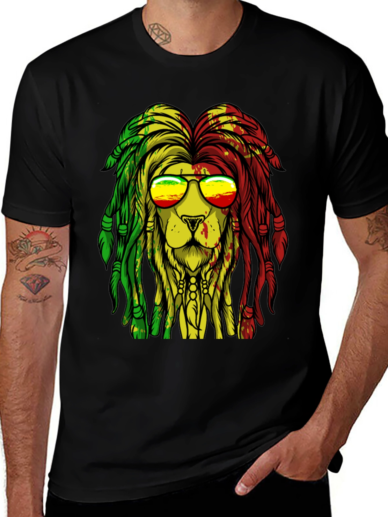 Rasta Lion Graphic Tee - Reggae Vibe T-Shirt