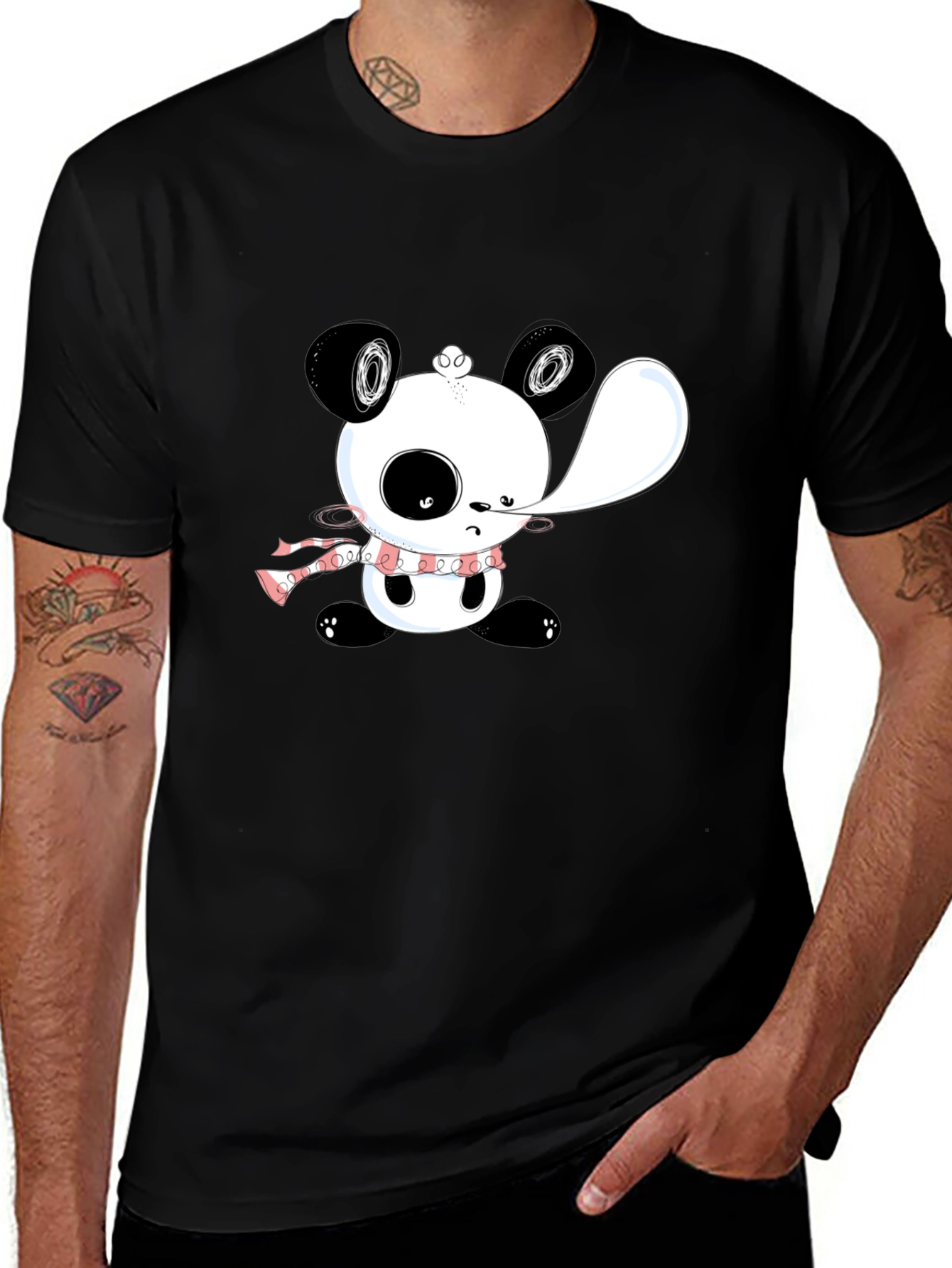 Variant 9 of Cute Panda Graphic Black T-Shirt
