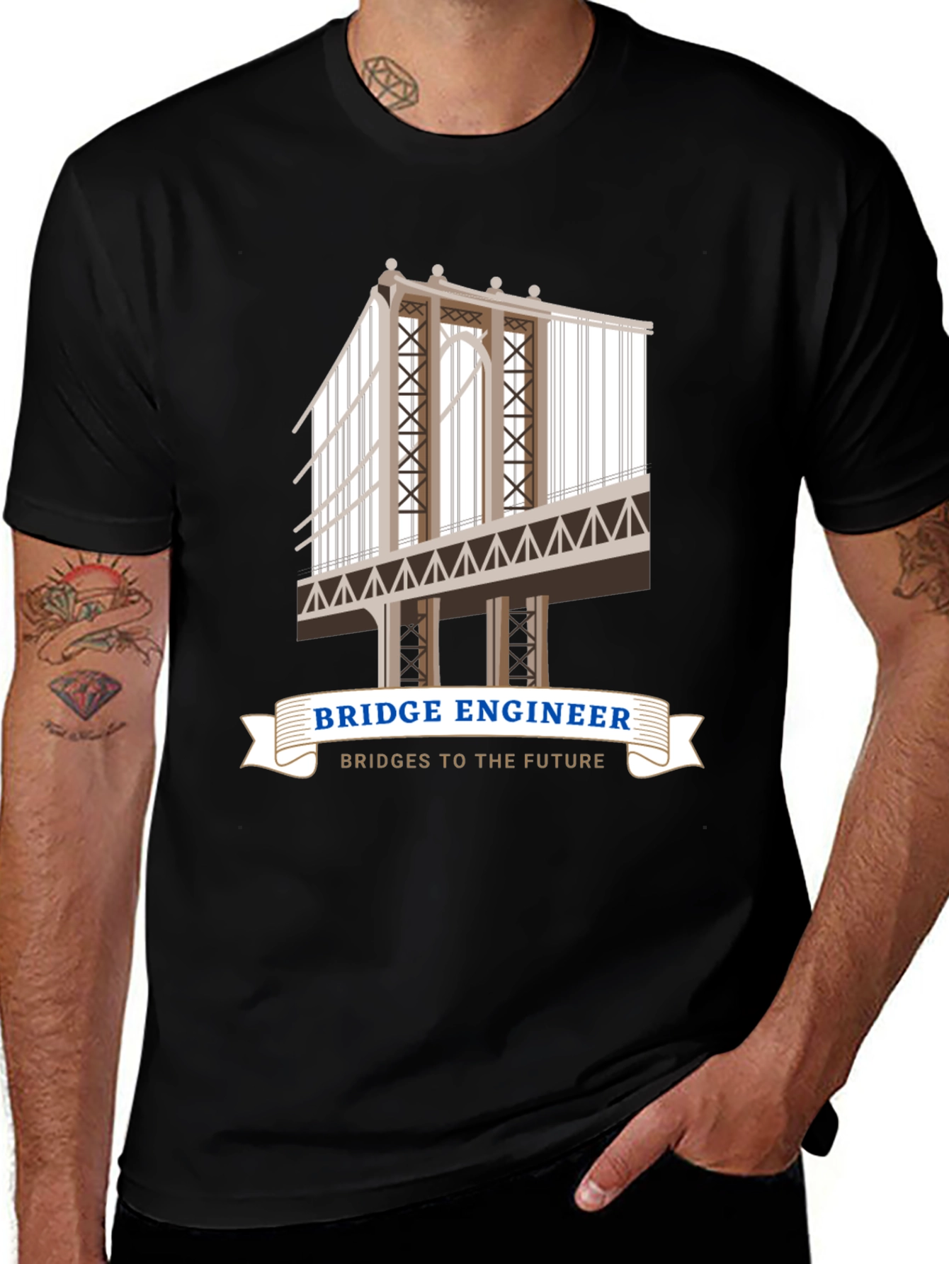 Variant 16 of Bridge Engineer T-Shirt - Bridges to the Future!